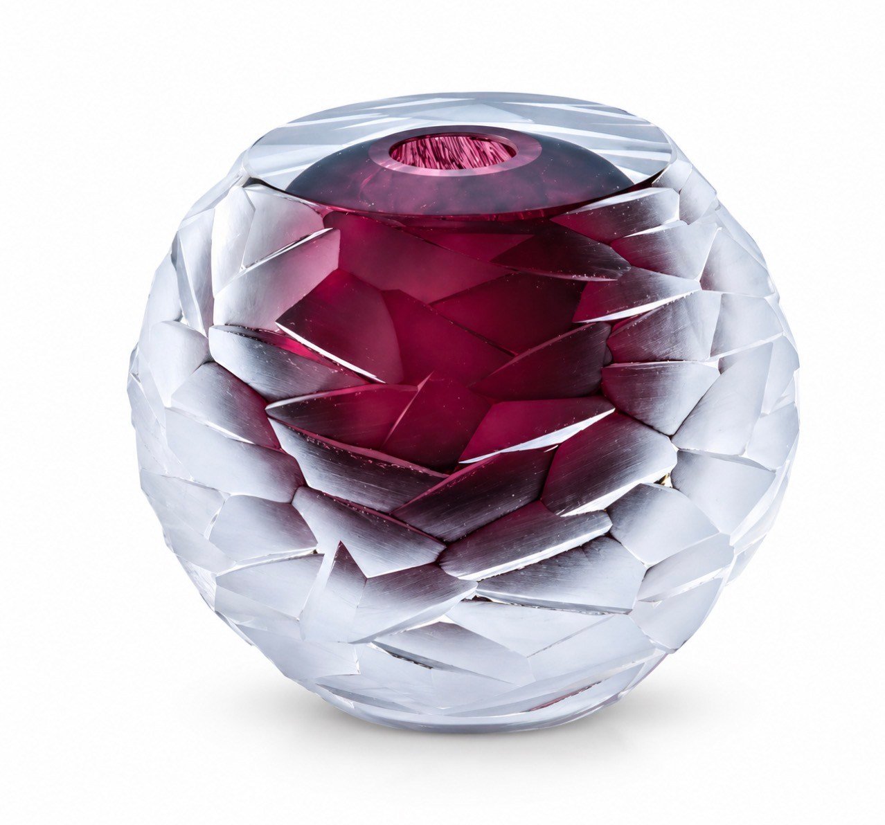 Taş Dekorlu Murano Bordo Küre Cam Dekor 10*10