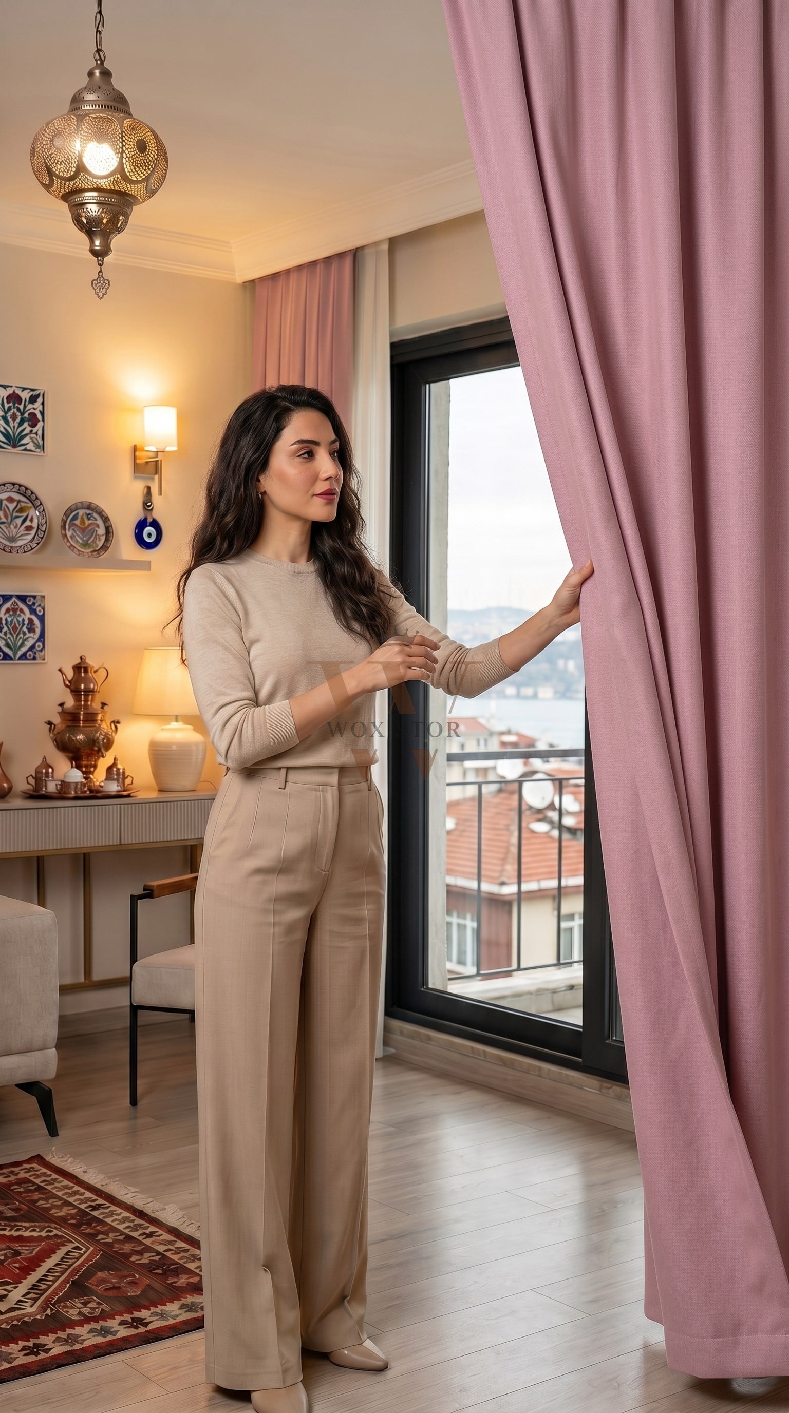 Pembe Fon Perde, Güneşlik Blackout Karartma, Salon Yatak Odası Mutfak Cam Balkon