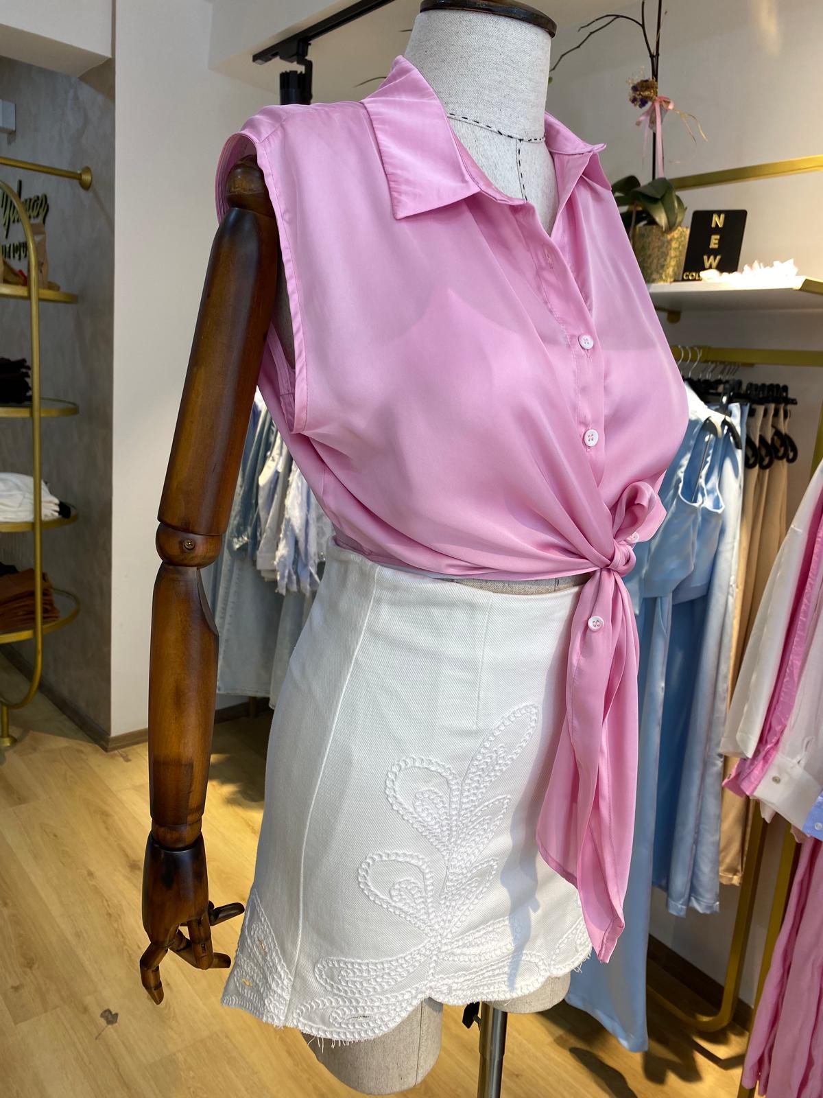 BAĞLAMALI PEMBE GÖMLEK - 1042