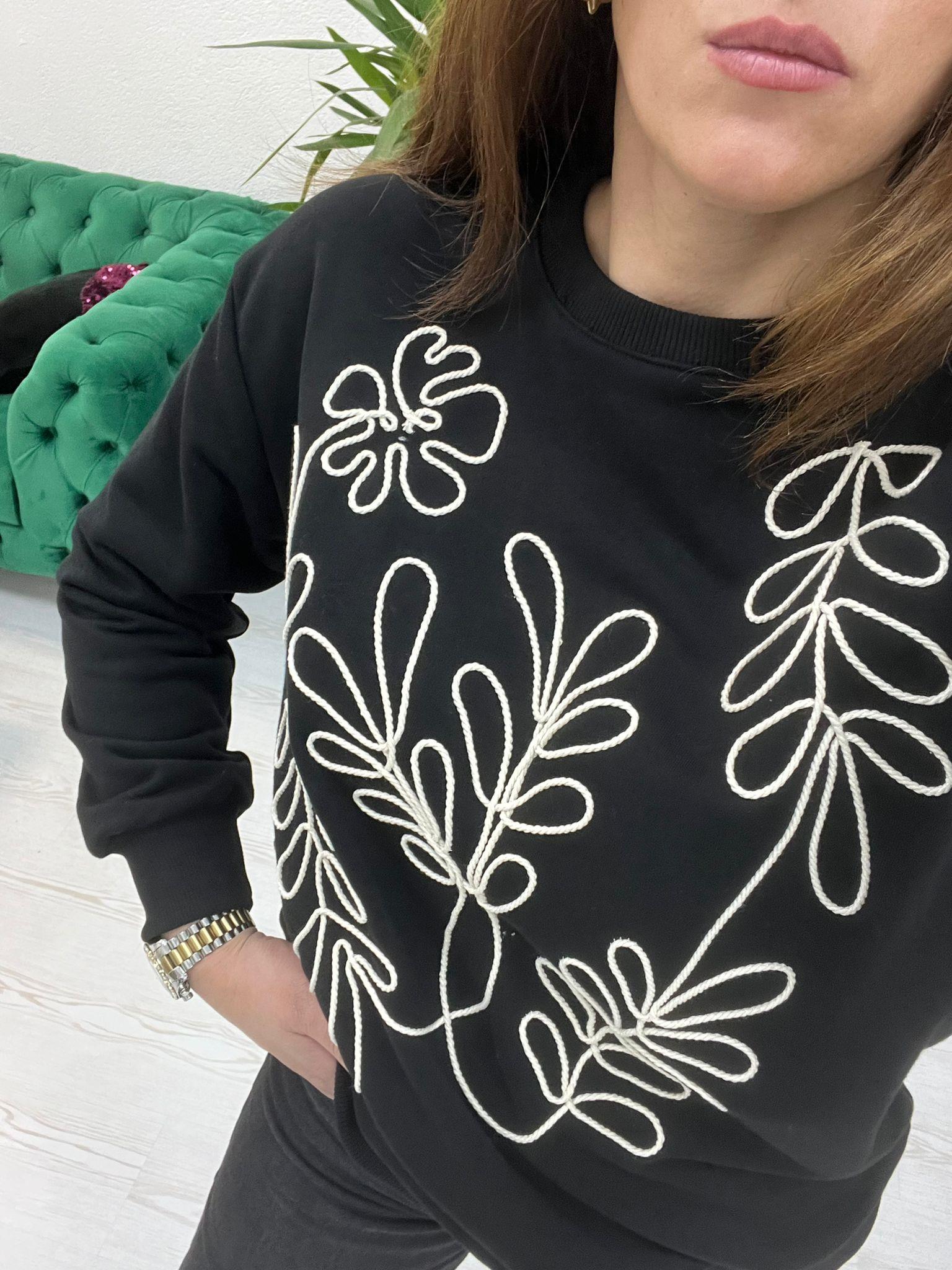 BEJ ÖRGÜLÜ SWEAT SİYAH - 1242