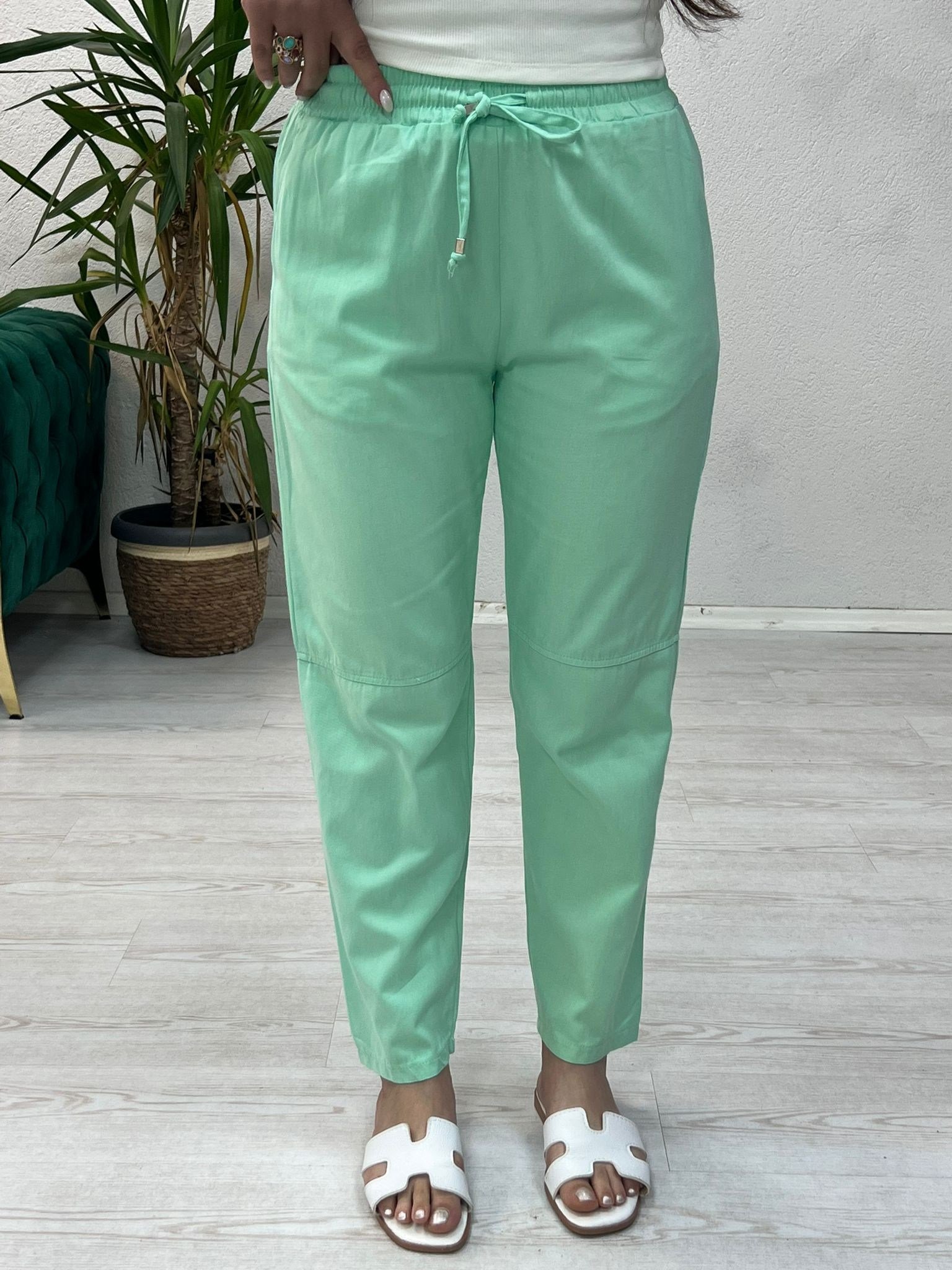 BEL LASTİKLİ GABSRDİN PANTOLON YEŞİL - 1407
