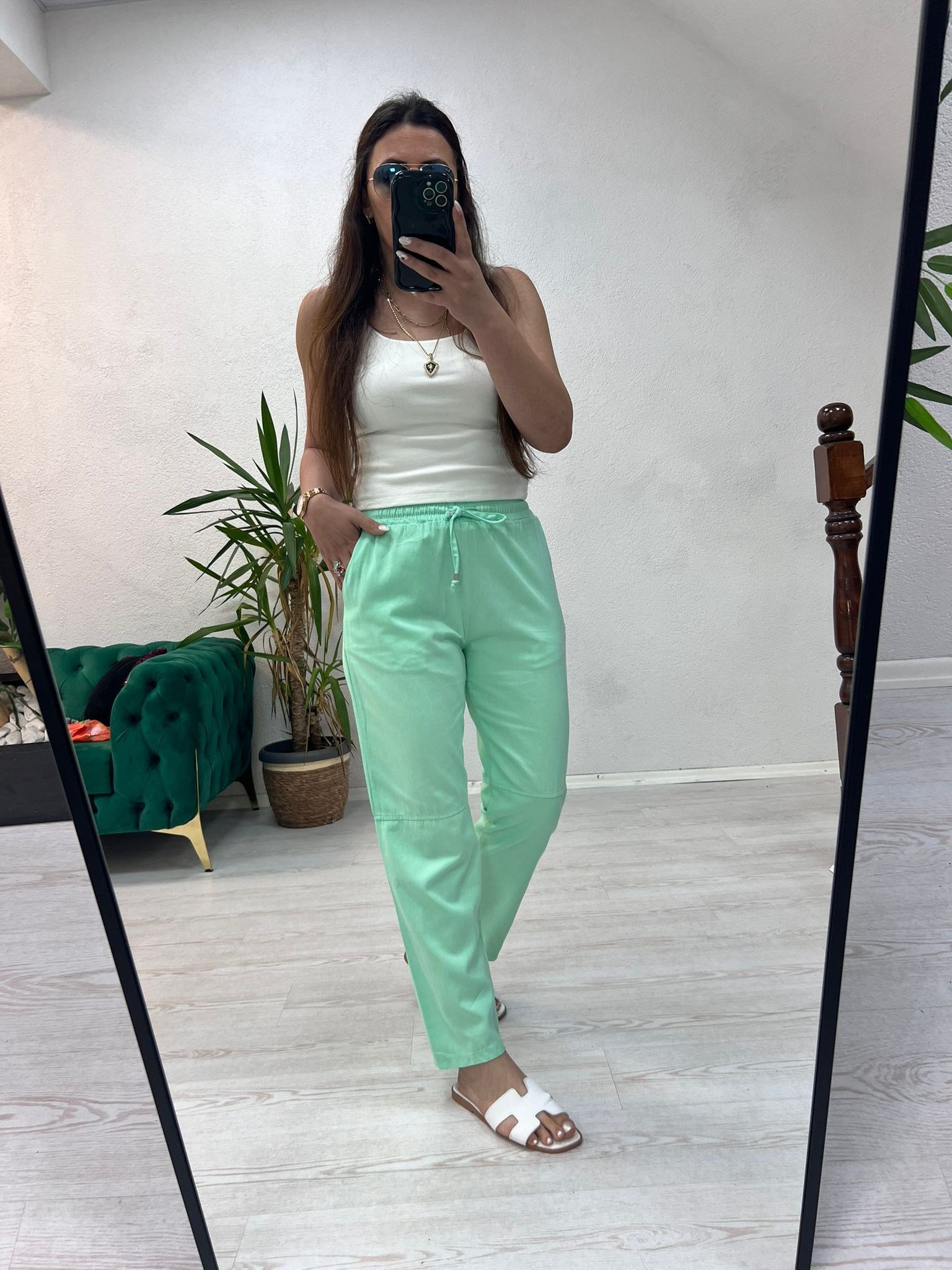 BEL LASTİKLİ GABSRDİN PANTOLON YEŞİL - 1407