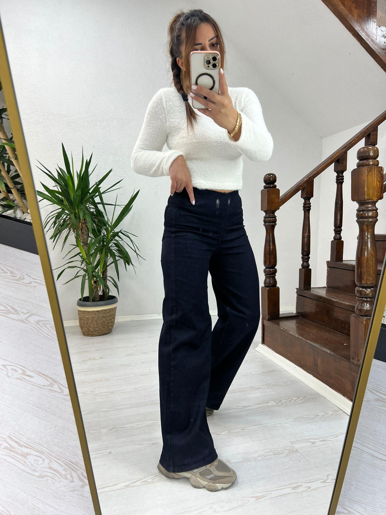 BEL LASTİKLİ KOT PANTOLON LACİVERT - 1201