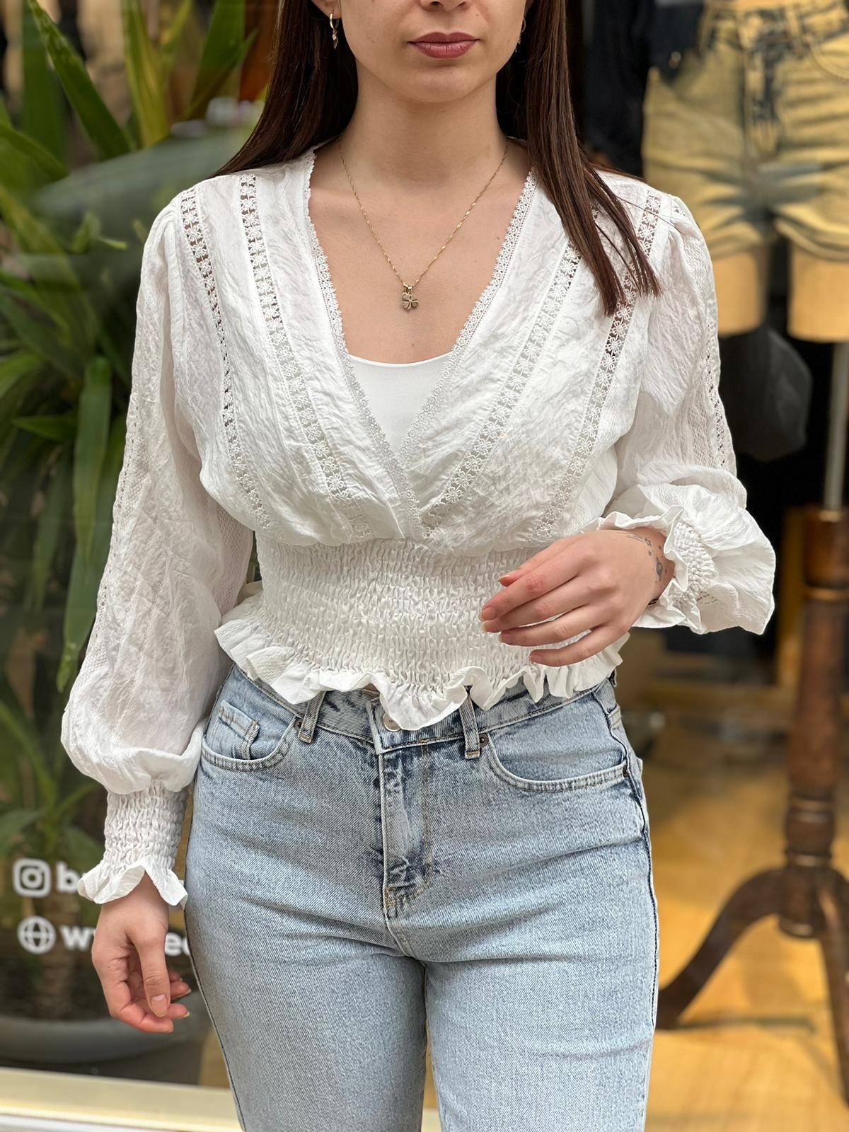 beyaz gipeli bluz - 1098