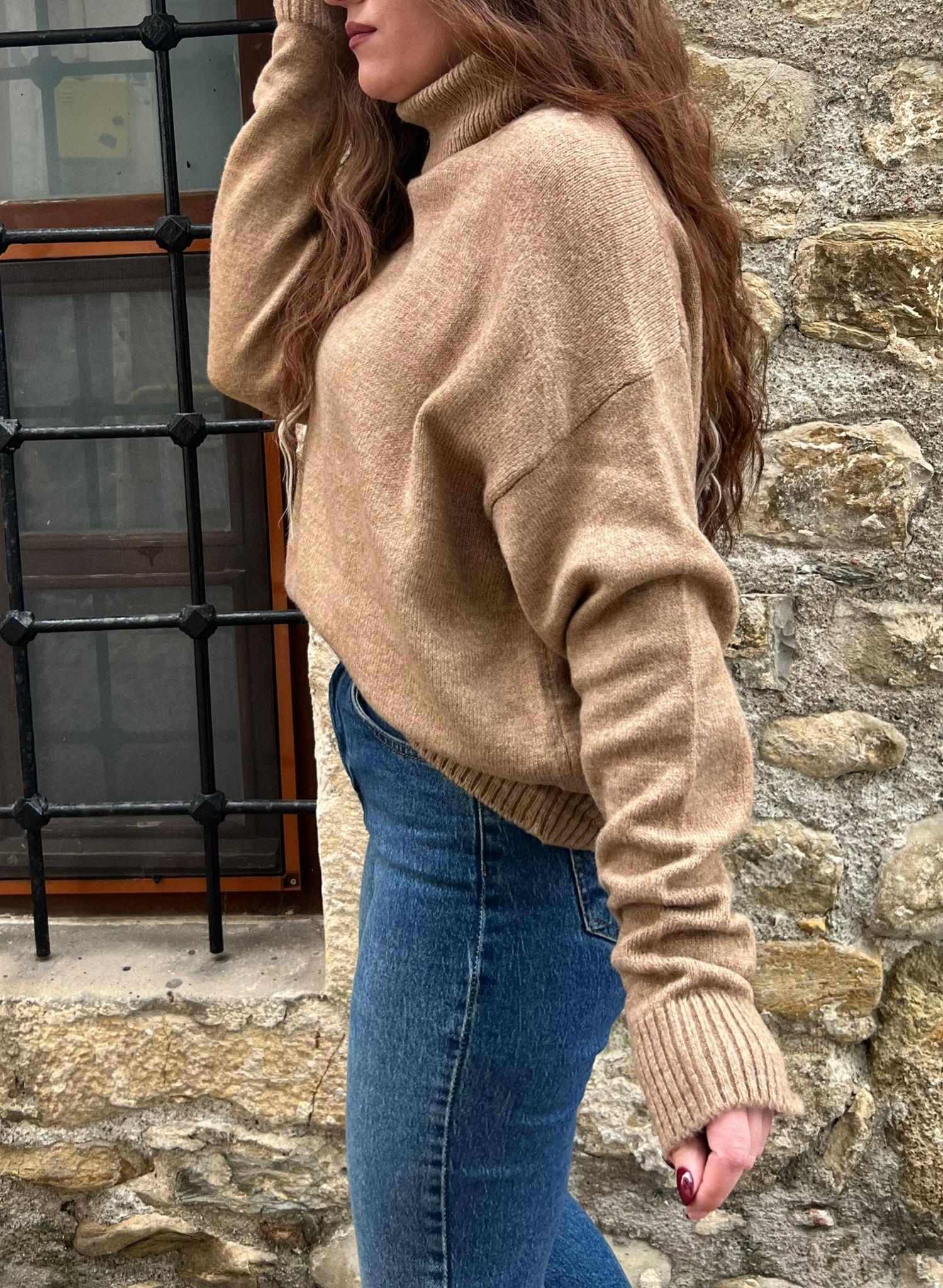 BOĞAZLI TRİKO KAZAK CAMEL - 1261