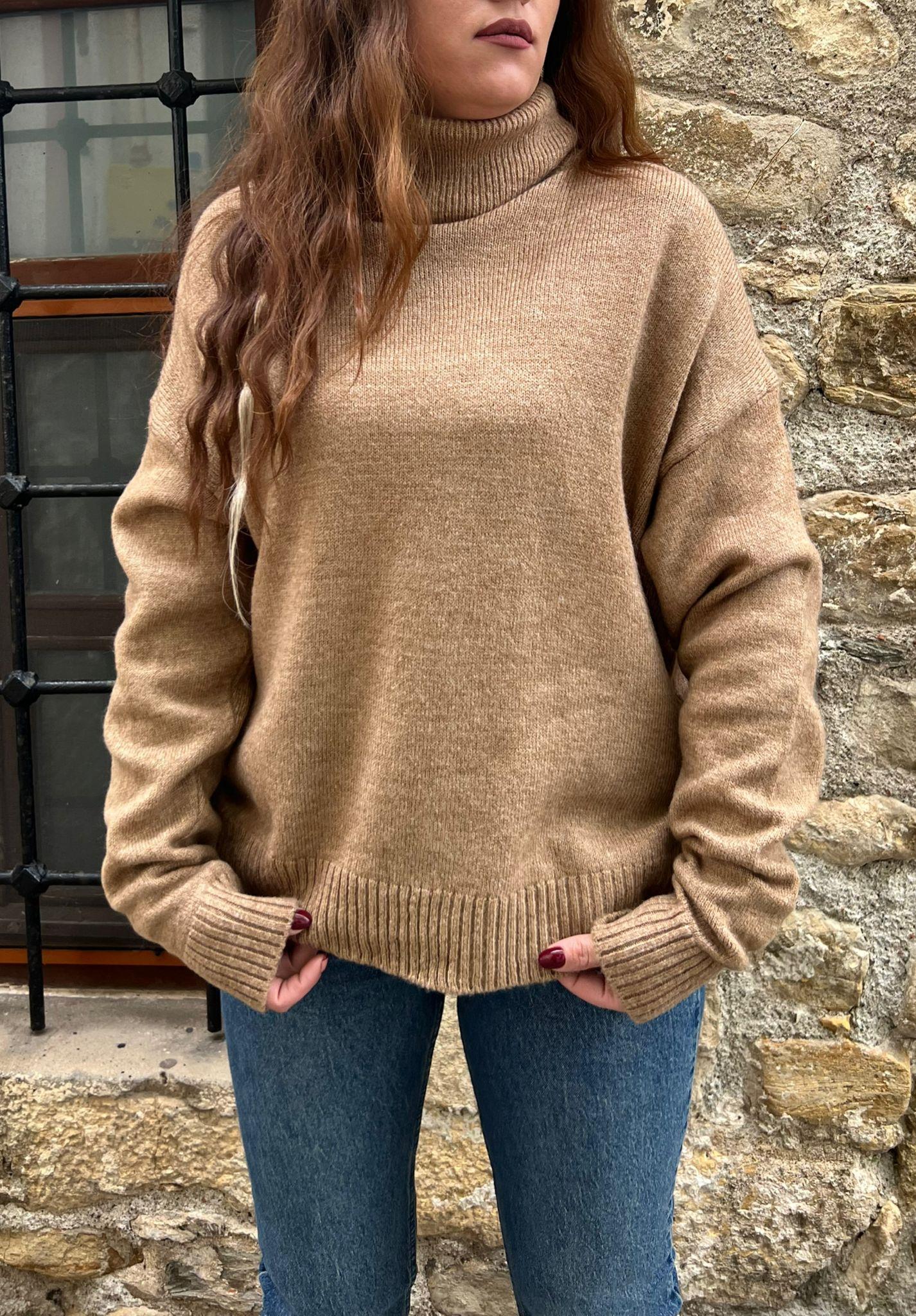 BOĞAZLI TRİKO KAZAK CAMEL - 1261