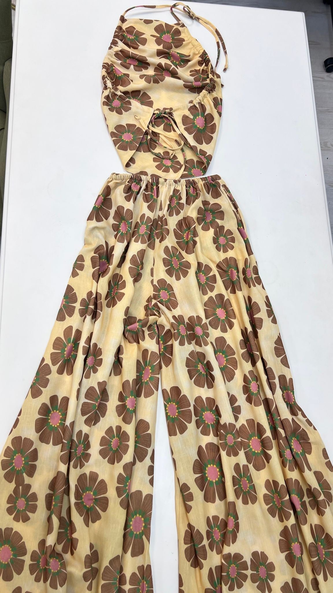 BÜZGÜLÜ HALTER YAKA PANTOLON TAKIM - 1429