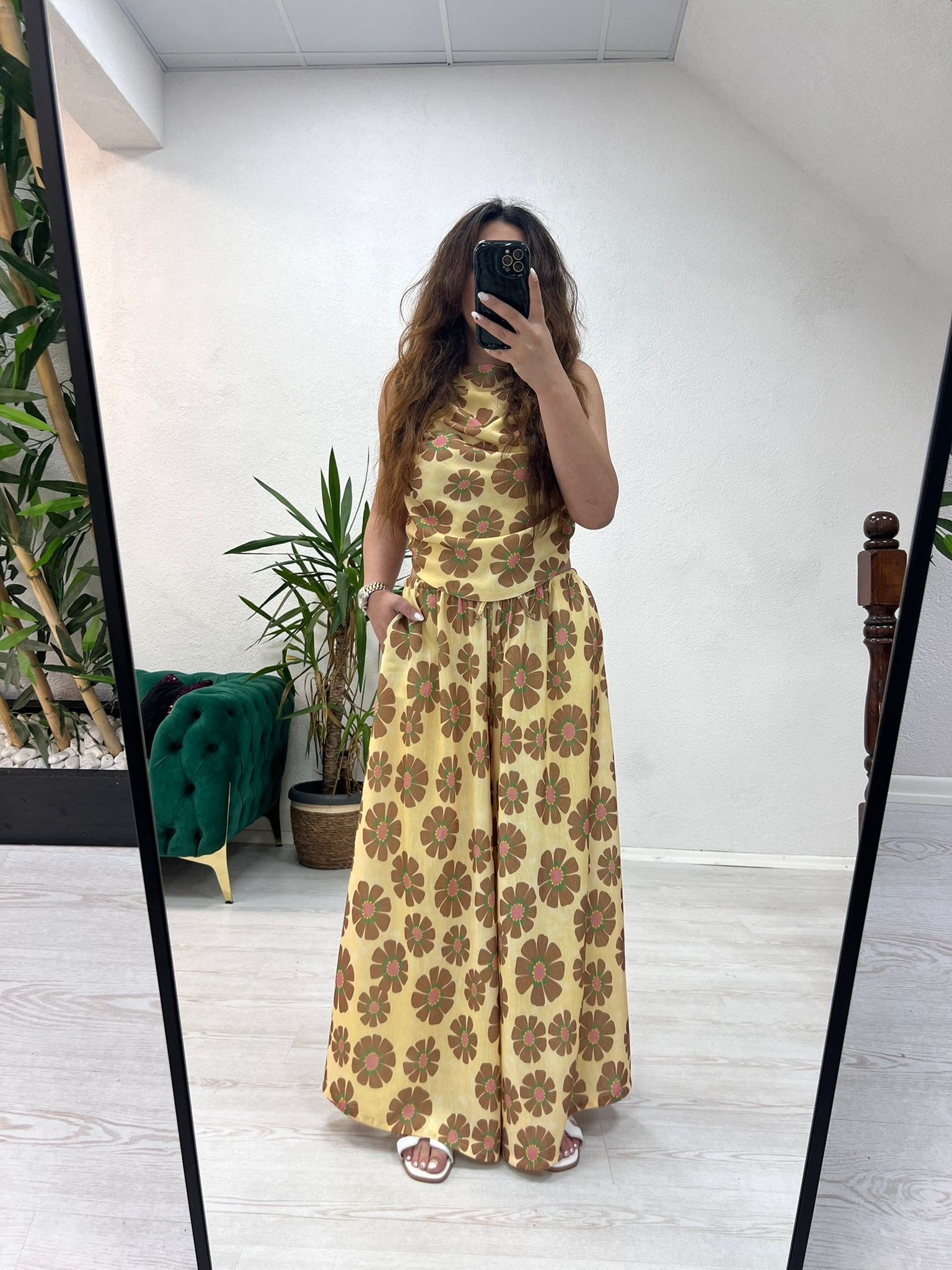 BÜZGÜLÜ HALTER YAKA PANTOLON TAKIM - 1429