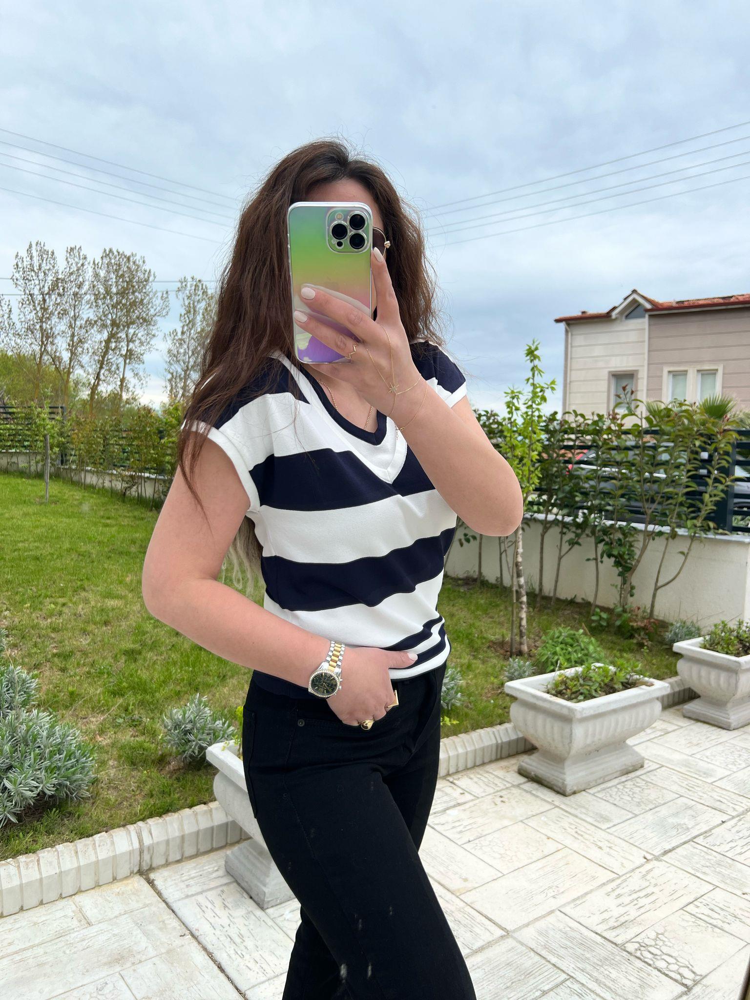 çift yaka triko bluz 1092