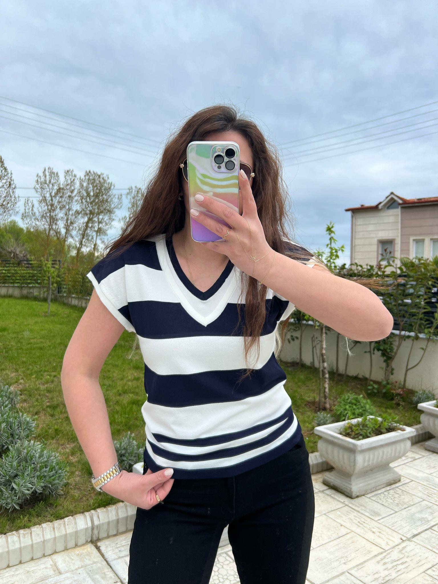 çift yaka triko bluz 1092