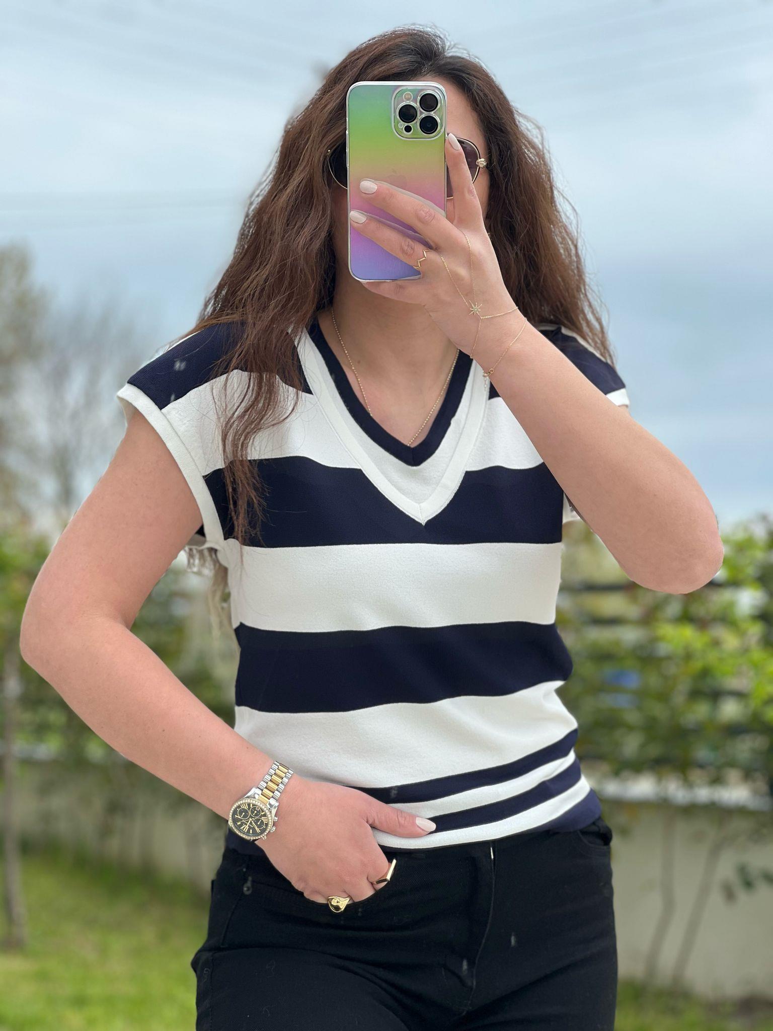 çift yaka triko bluz 1092