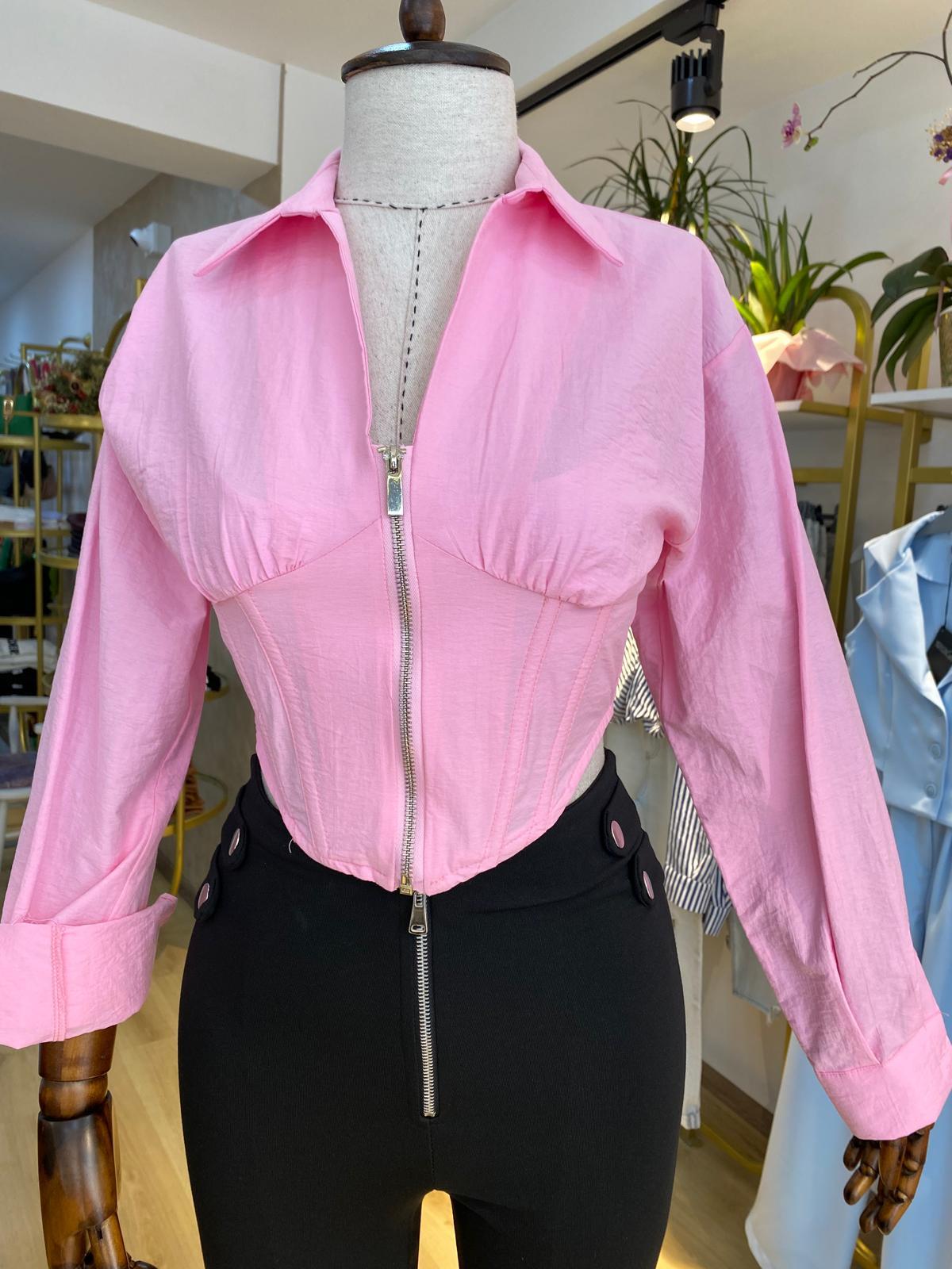 FERMUARLI GÖMLEK PEMBE - 1041