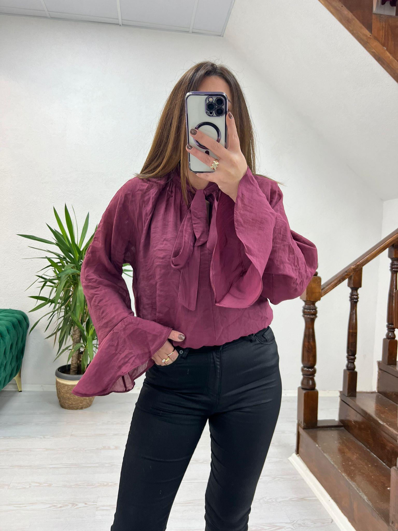 FIRFIR DETAY  BLUZ BORDO - 1256