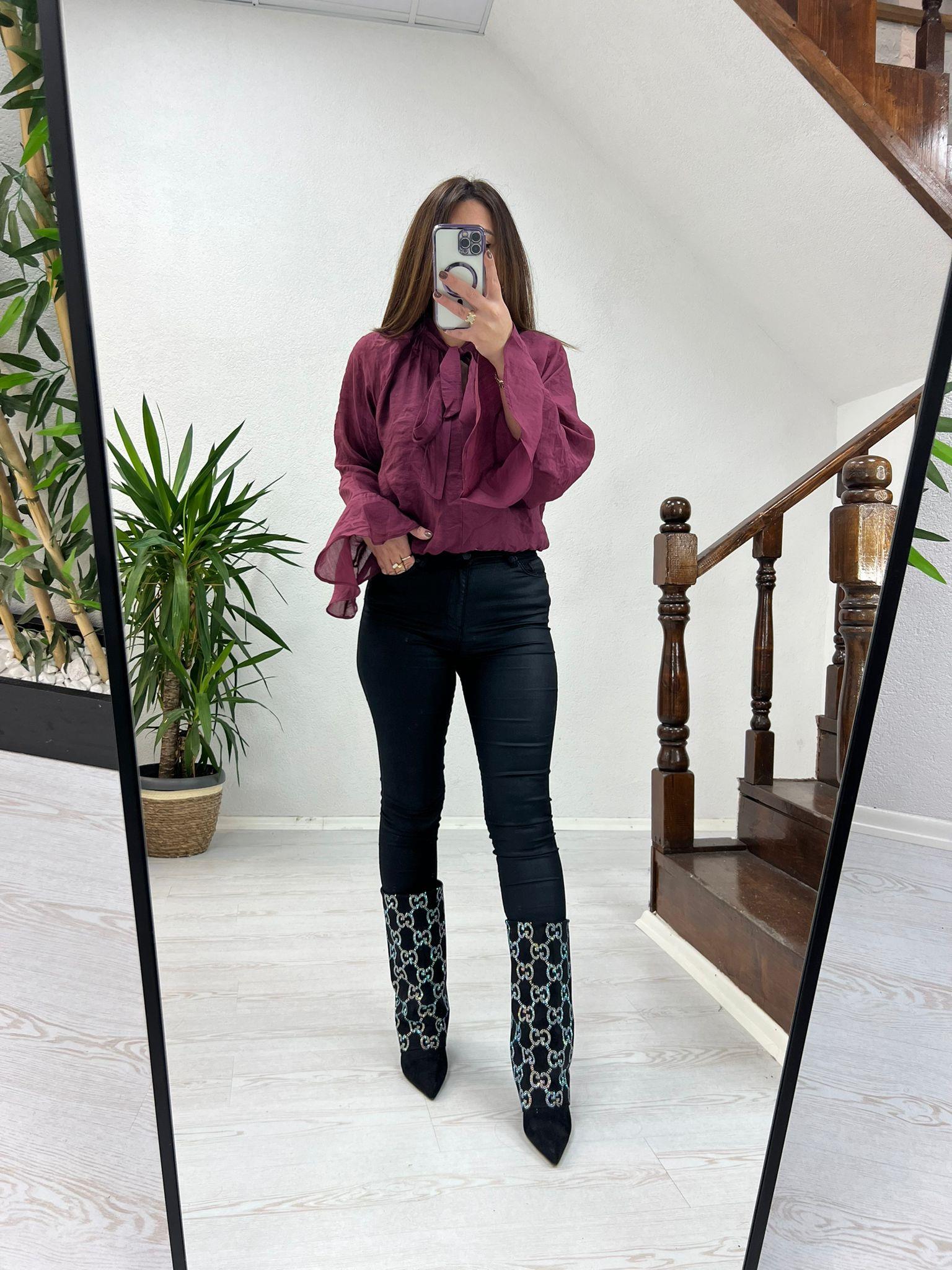 FIRFIR DETAY  BLUZ BORDO - 1256