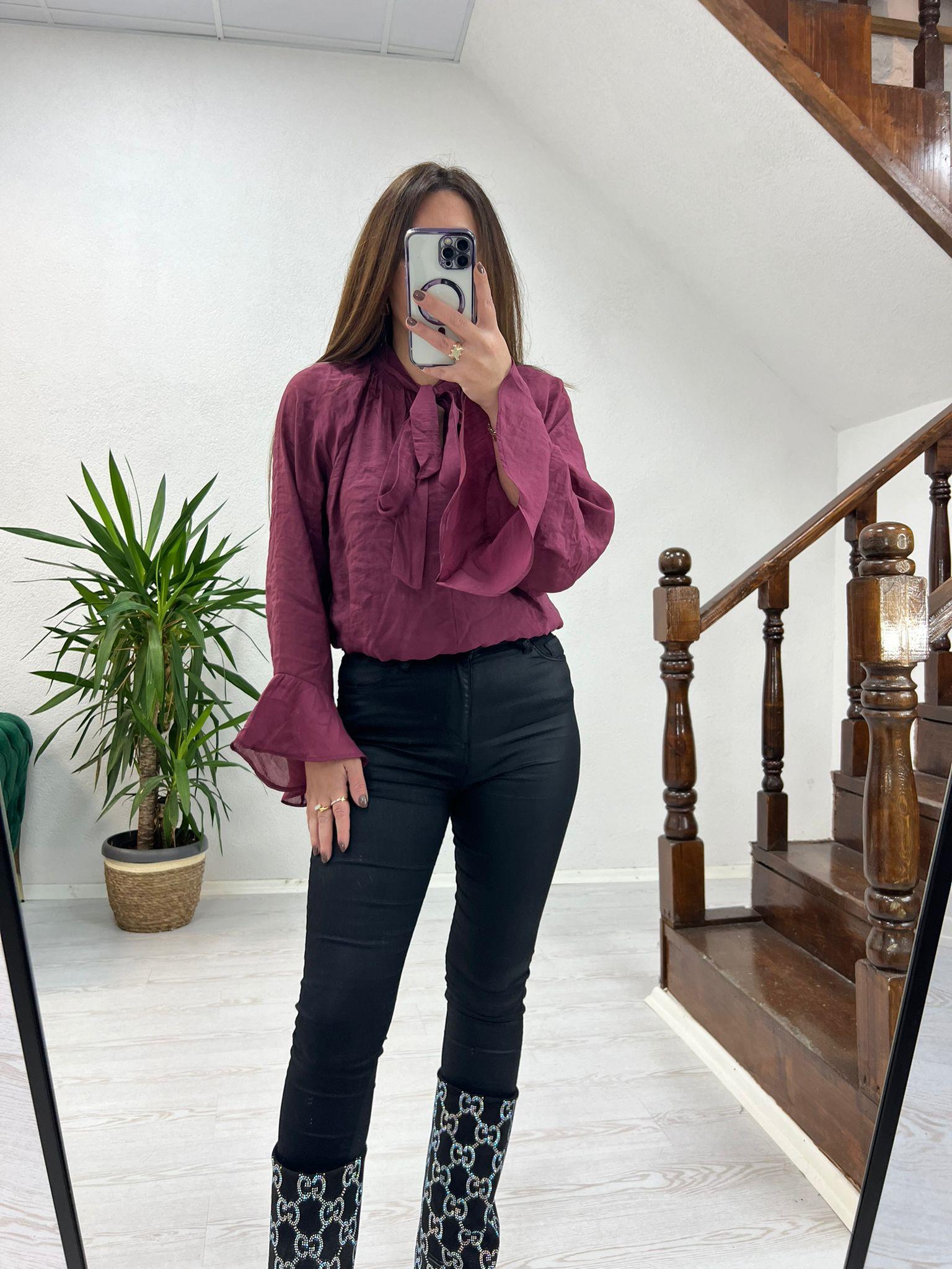 FIRFIR DETAY  BLUZ BORDO - 1256