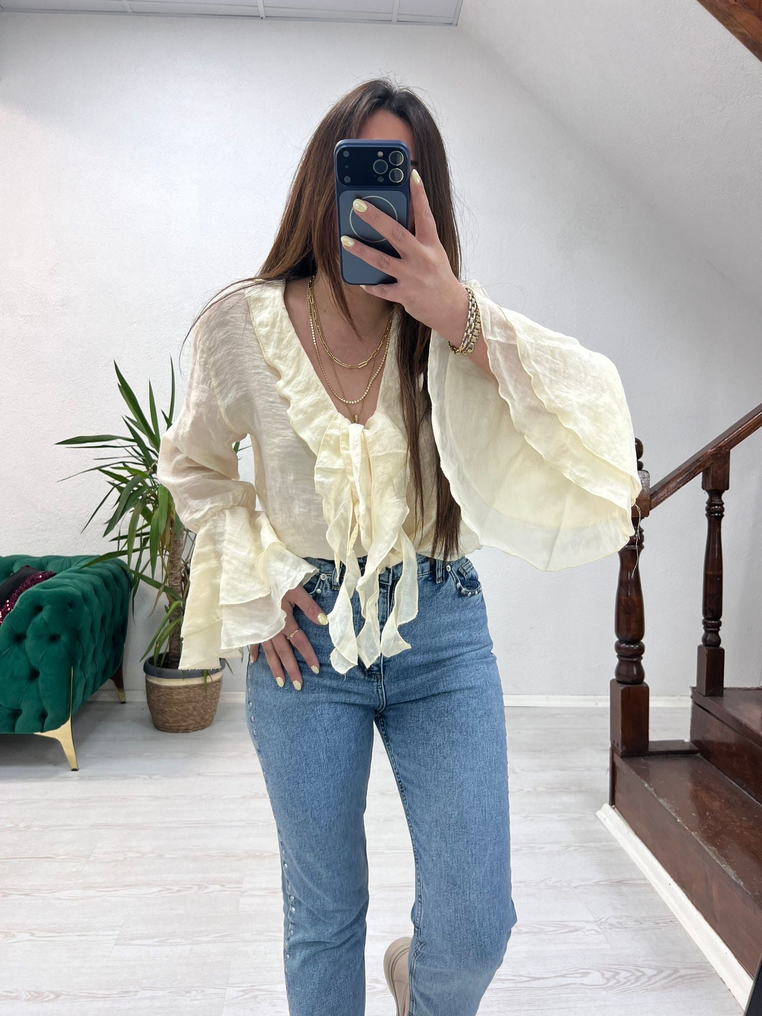 FIRFIRLI BAĞLAMALI BLUZ - 1363