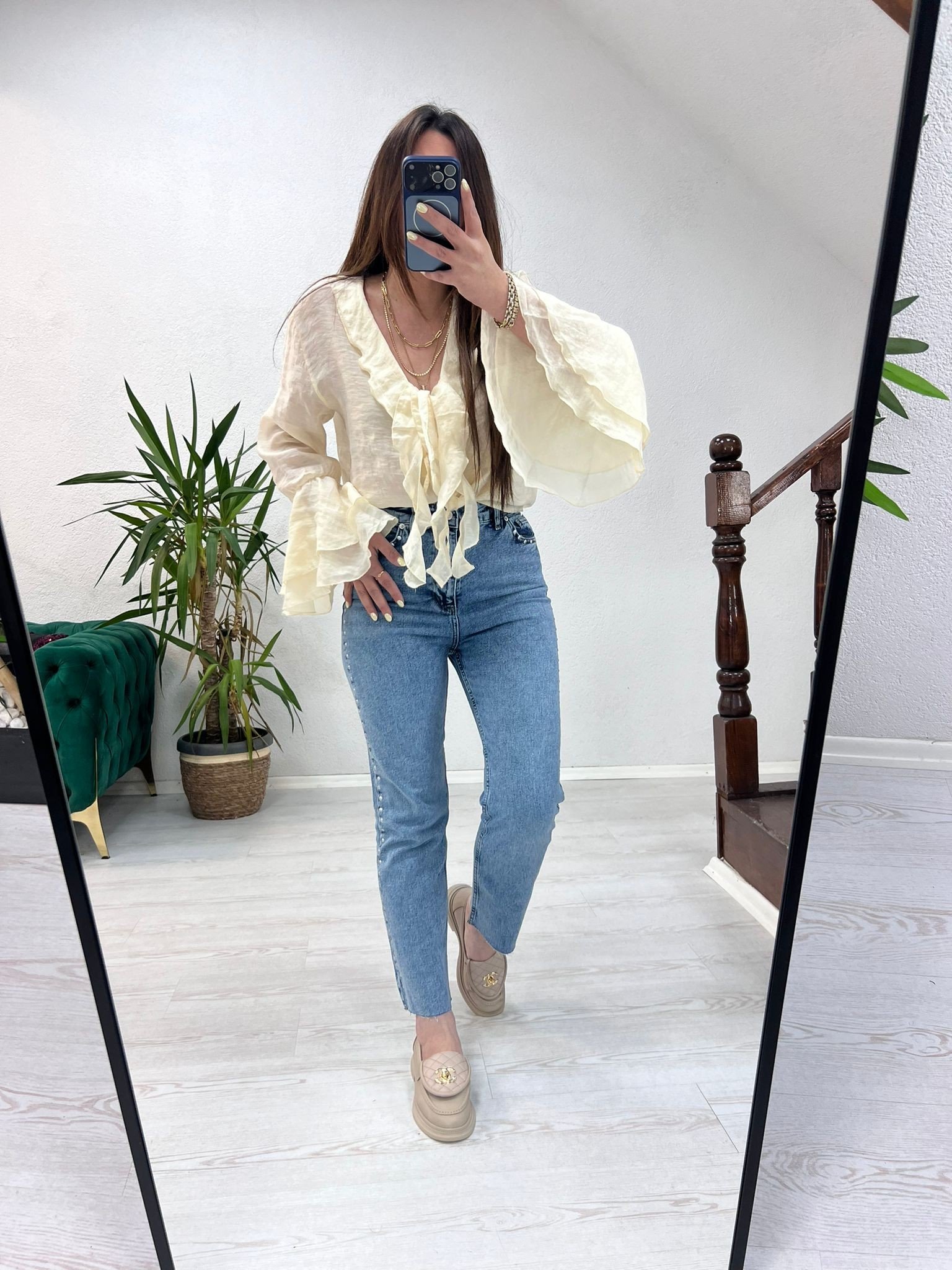 FIRFIRLI BAĞLAMALI BLUZ - 1363