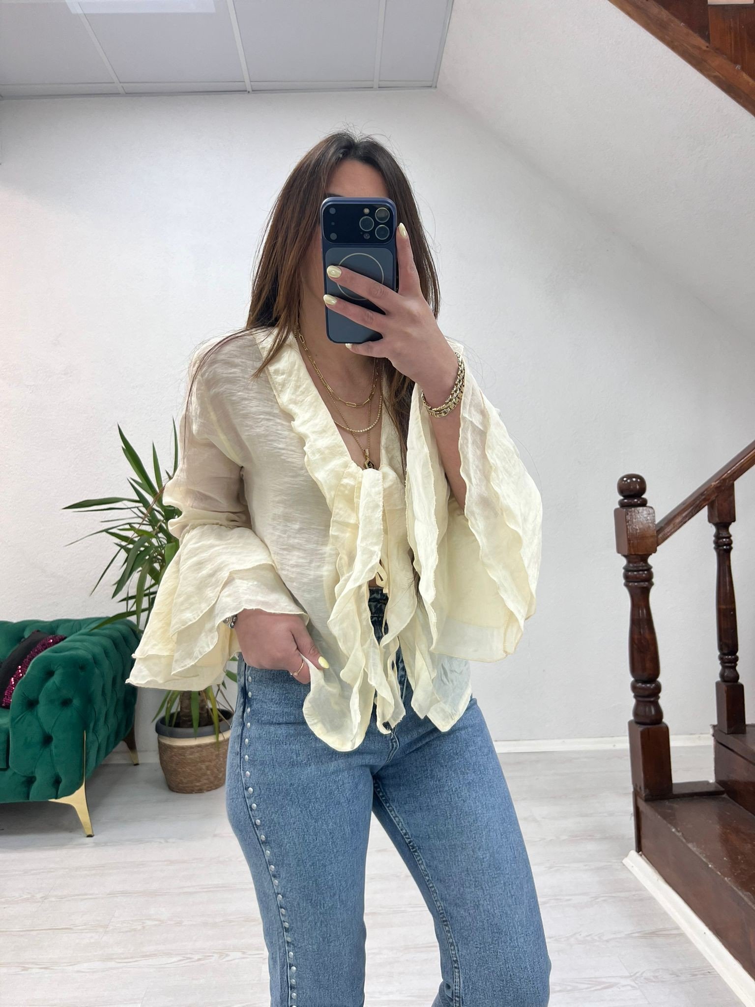FIRFIRLI BAĞLAMALI BLUZ - 1363