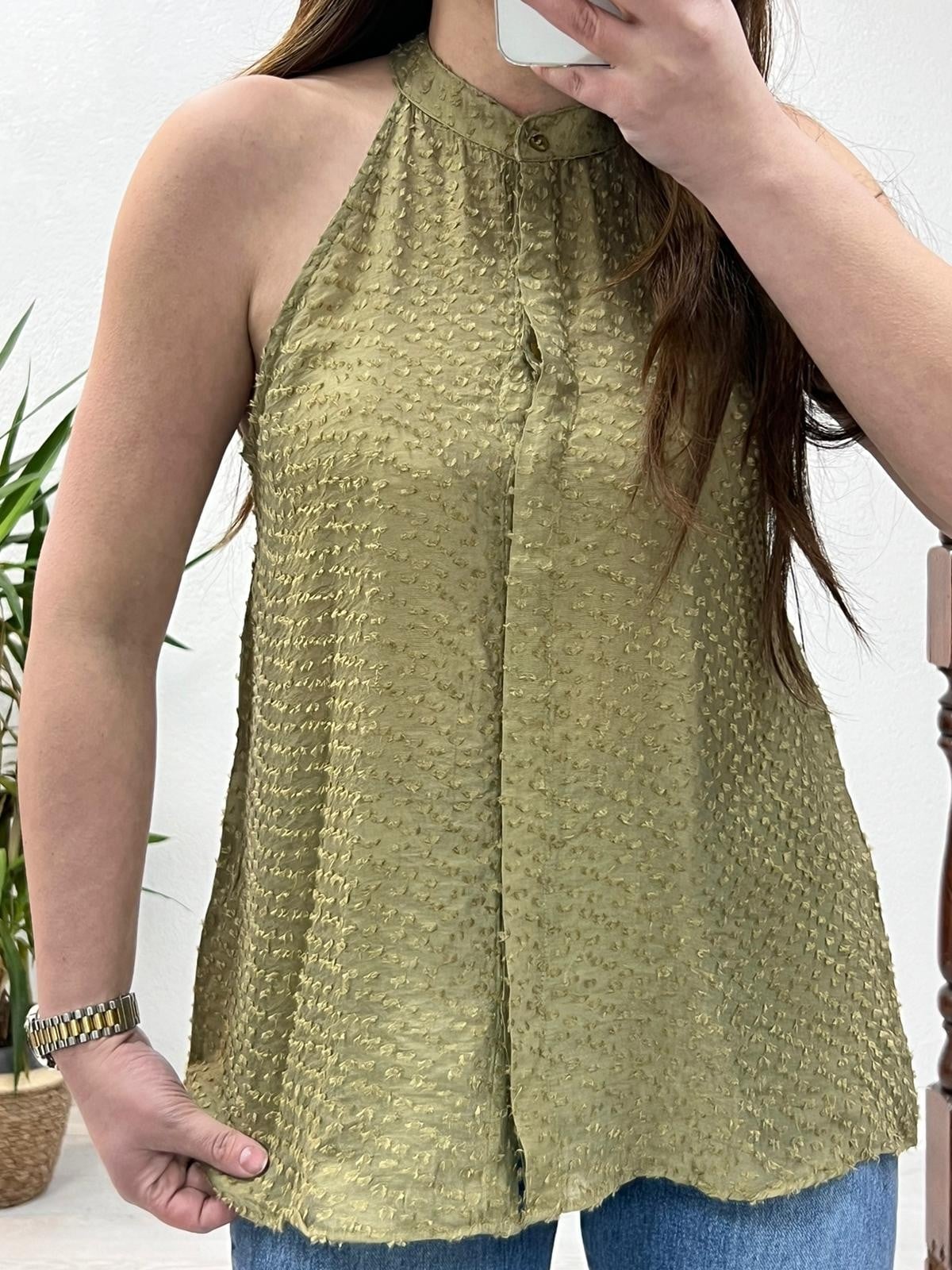 HALTER YAKA GÖMLEK HAKİ - 1306
