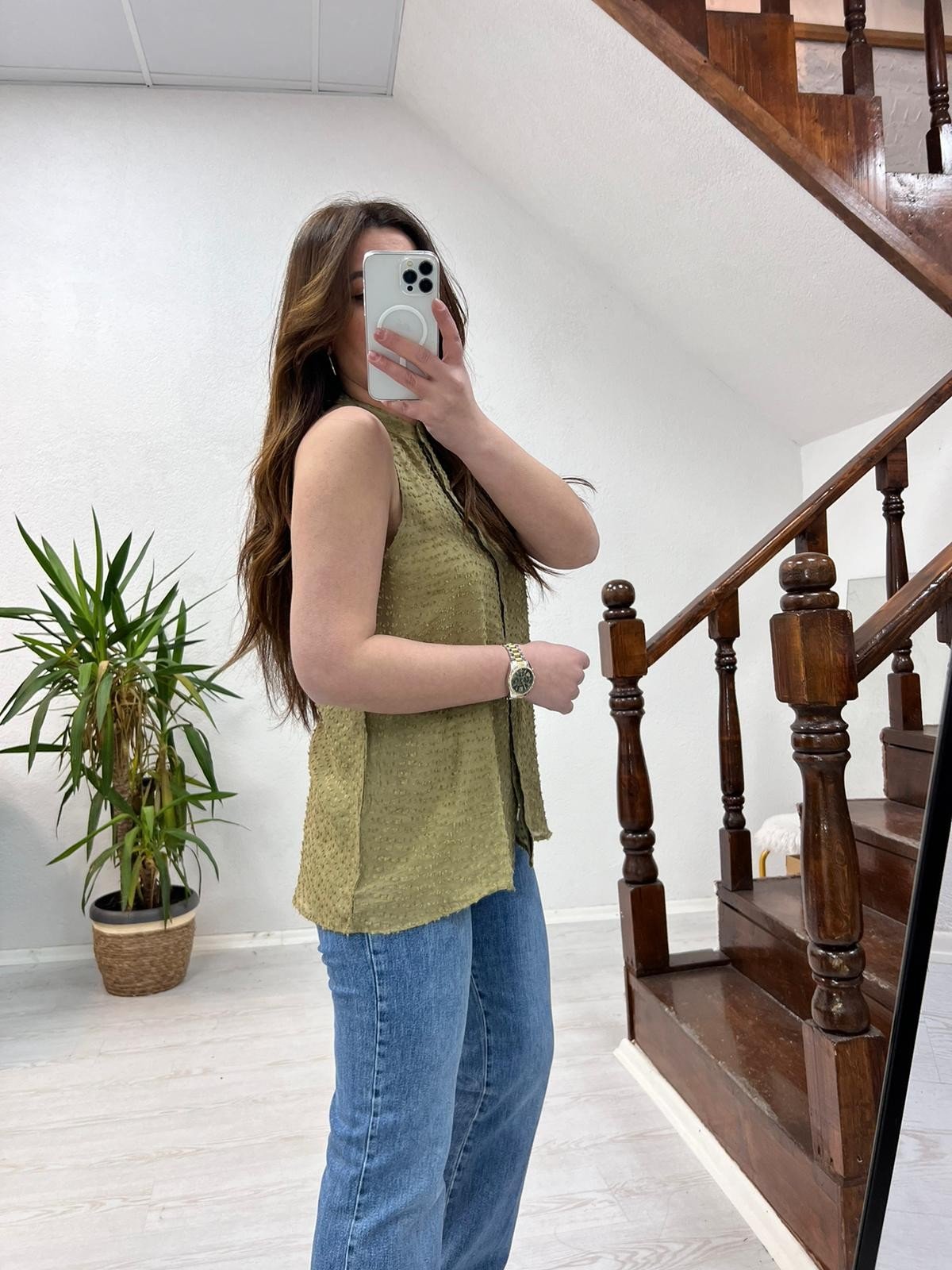 HALTER YAKA GÖMLEK HAKİ - 1306