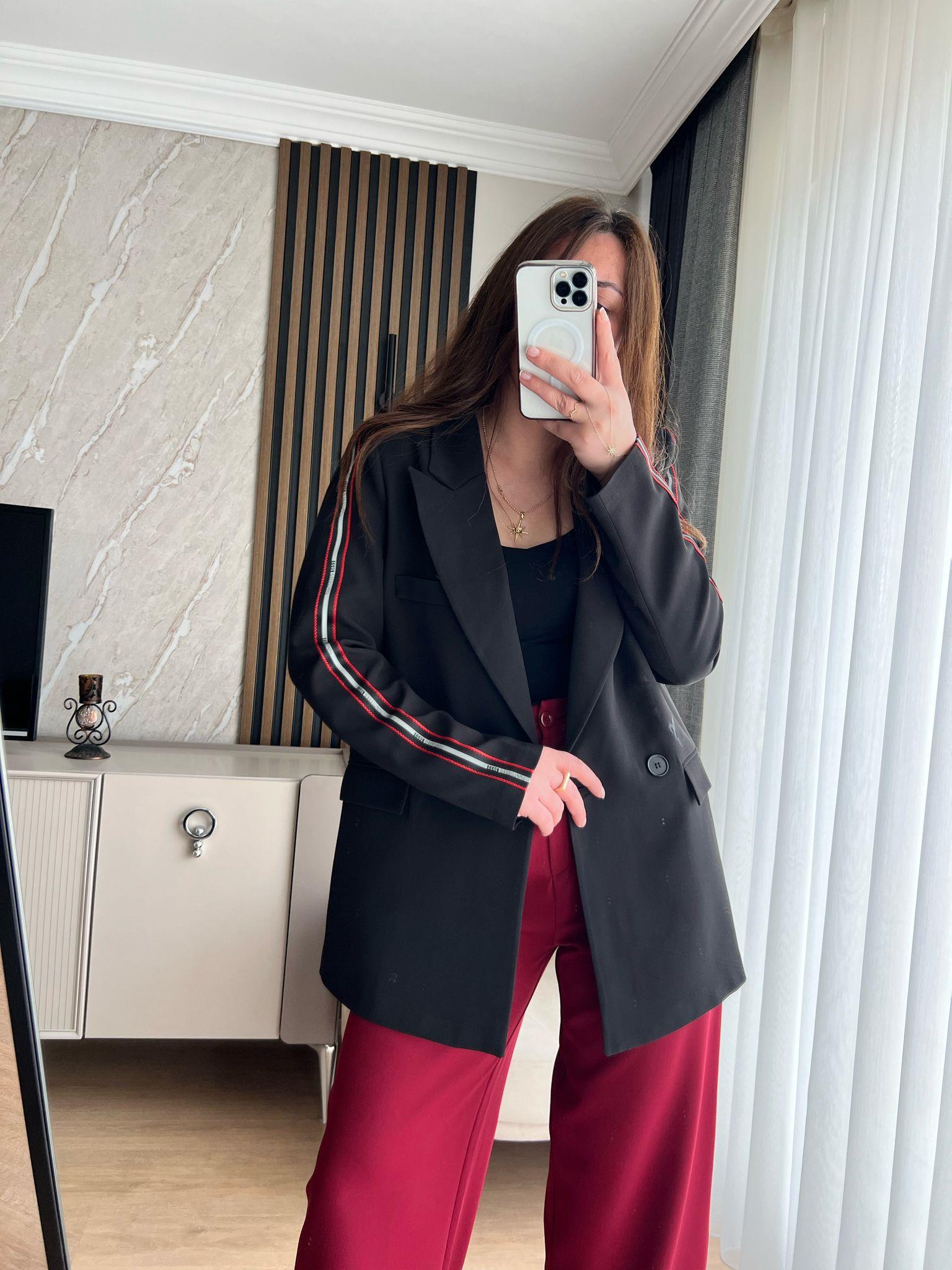 KOL ŞERİTLİ BLAZER CEKET - 1060