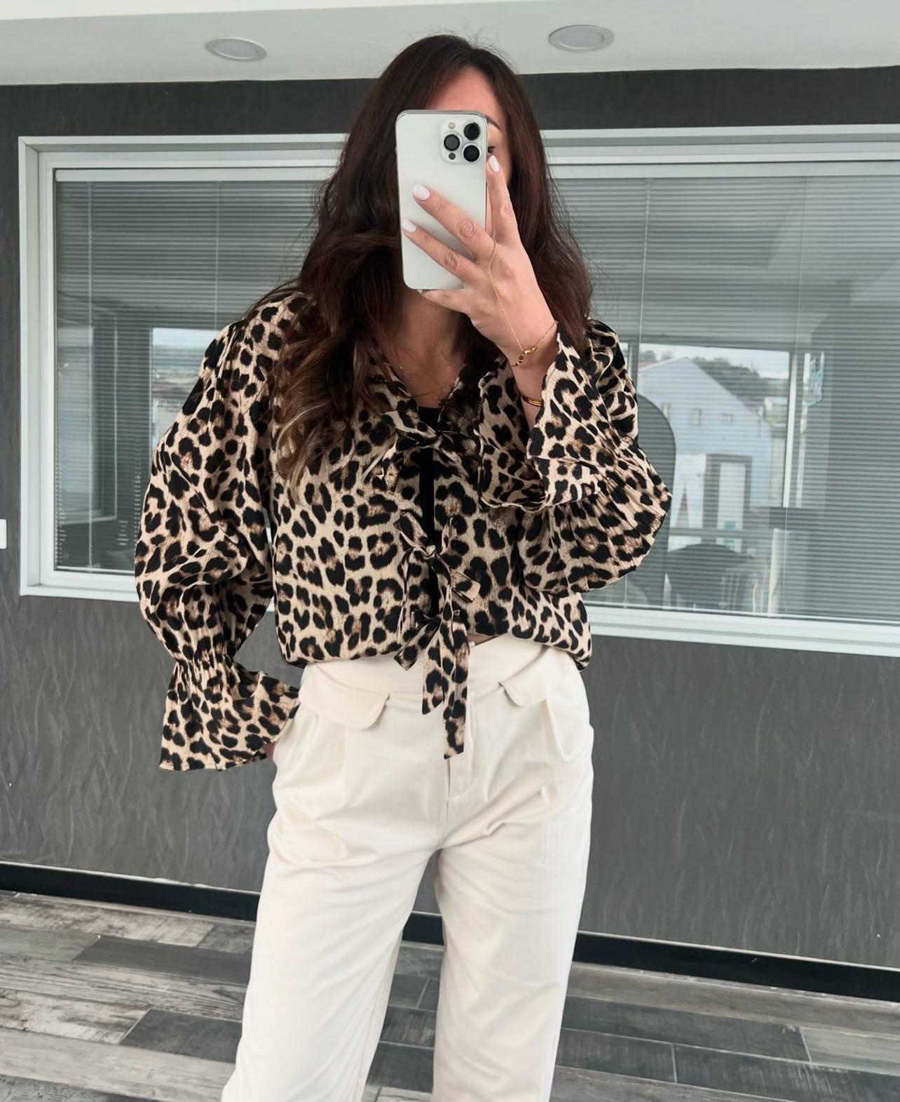 LEOPAR BAĞLAMALI GÖMLEK