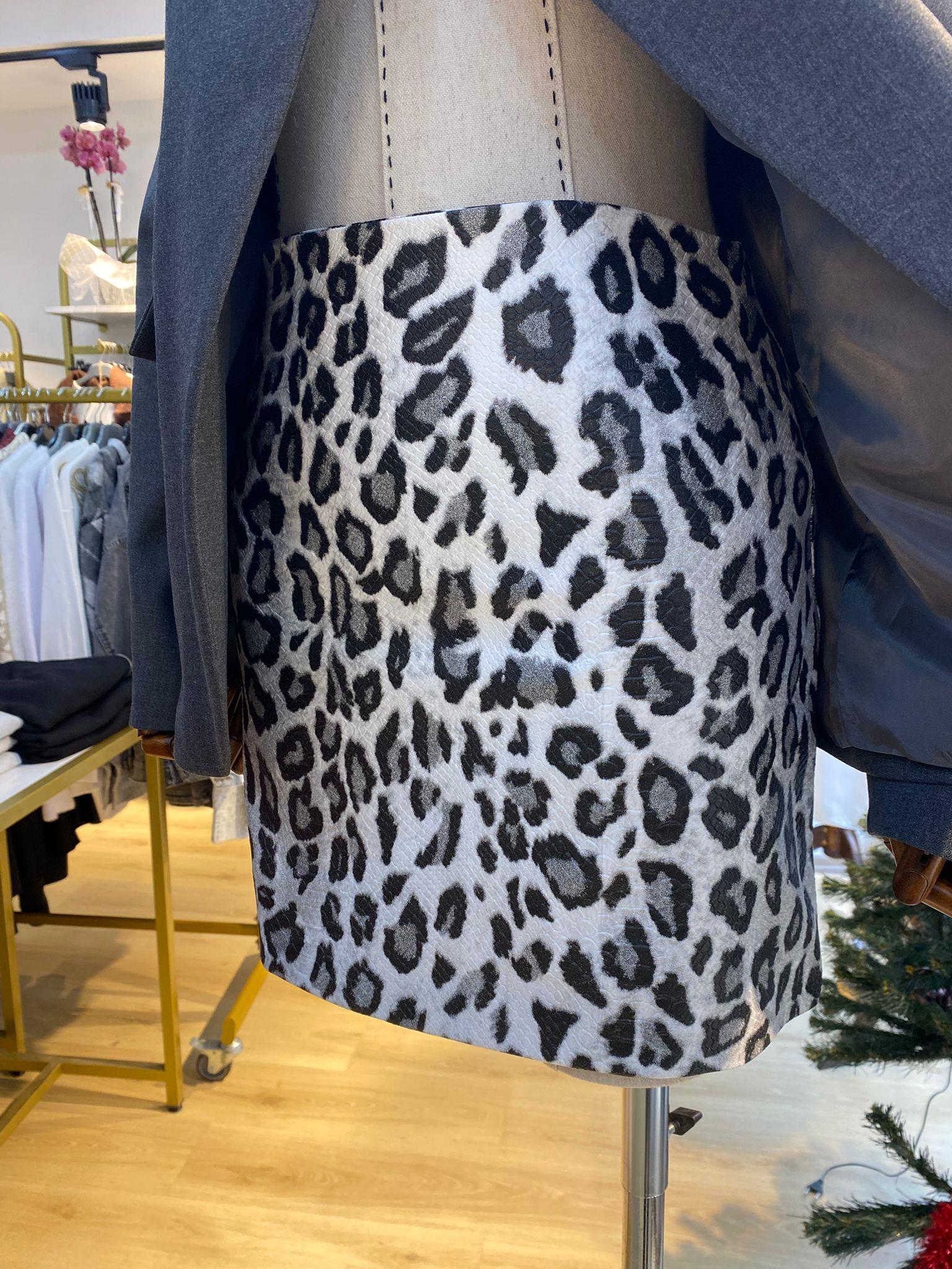 LEOPAR DESEN DERİ ETEK - 1254