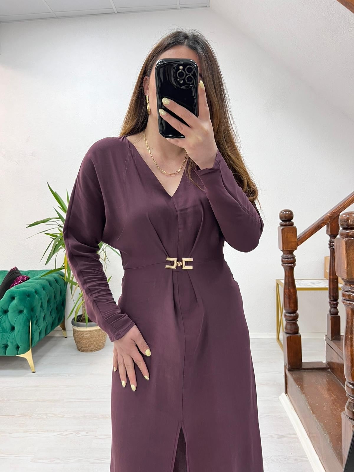 MODAL YARASAKOL ELBİSE BORDO - 1380