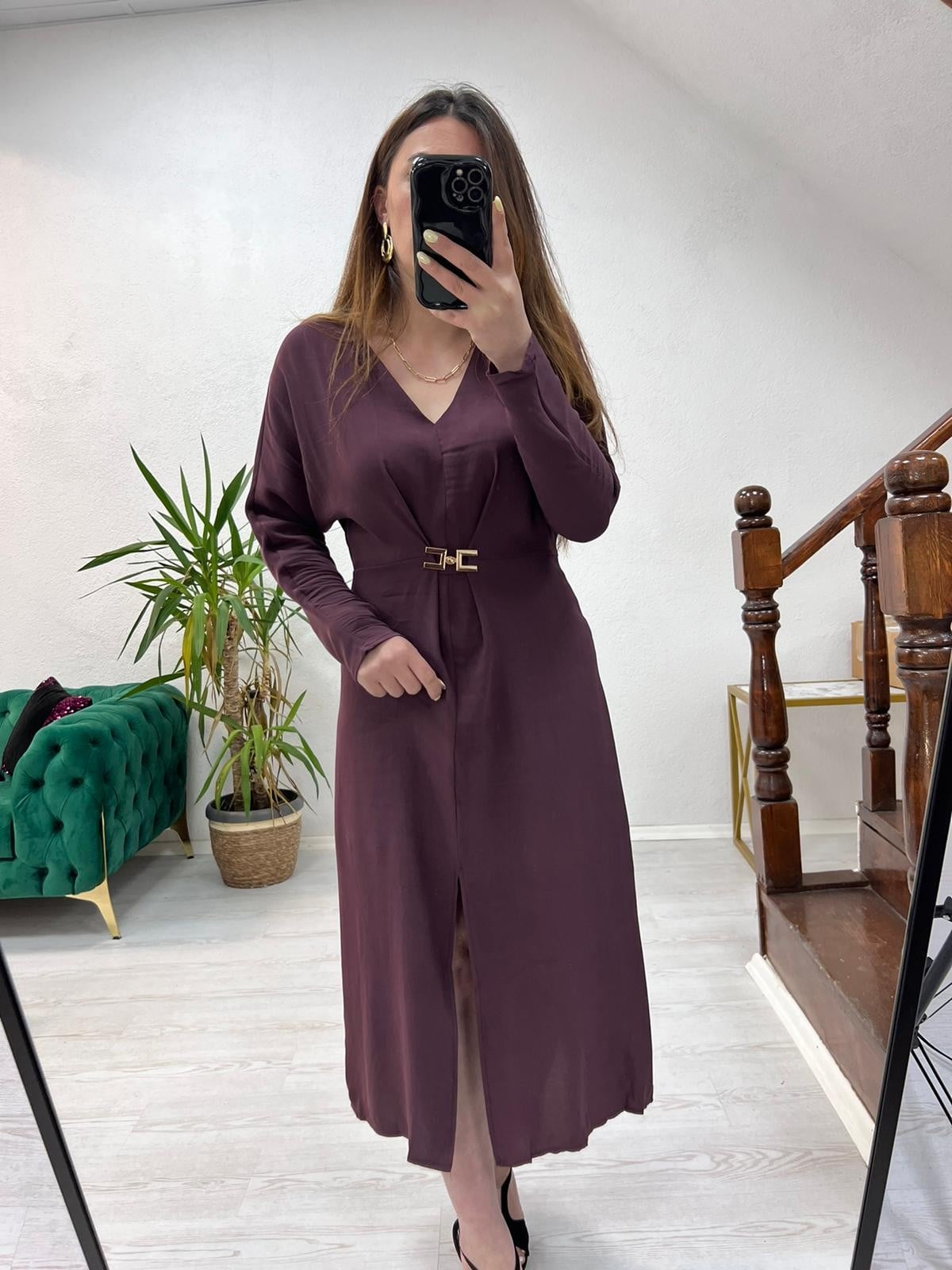 MODAL YARASAKOL ELBİSE BORDO - 1380
