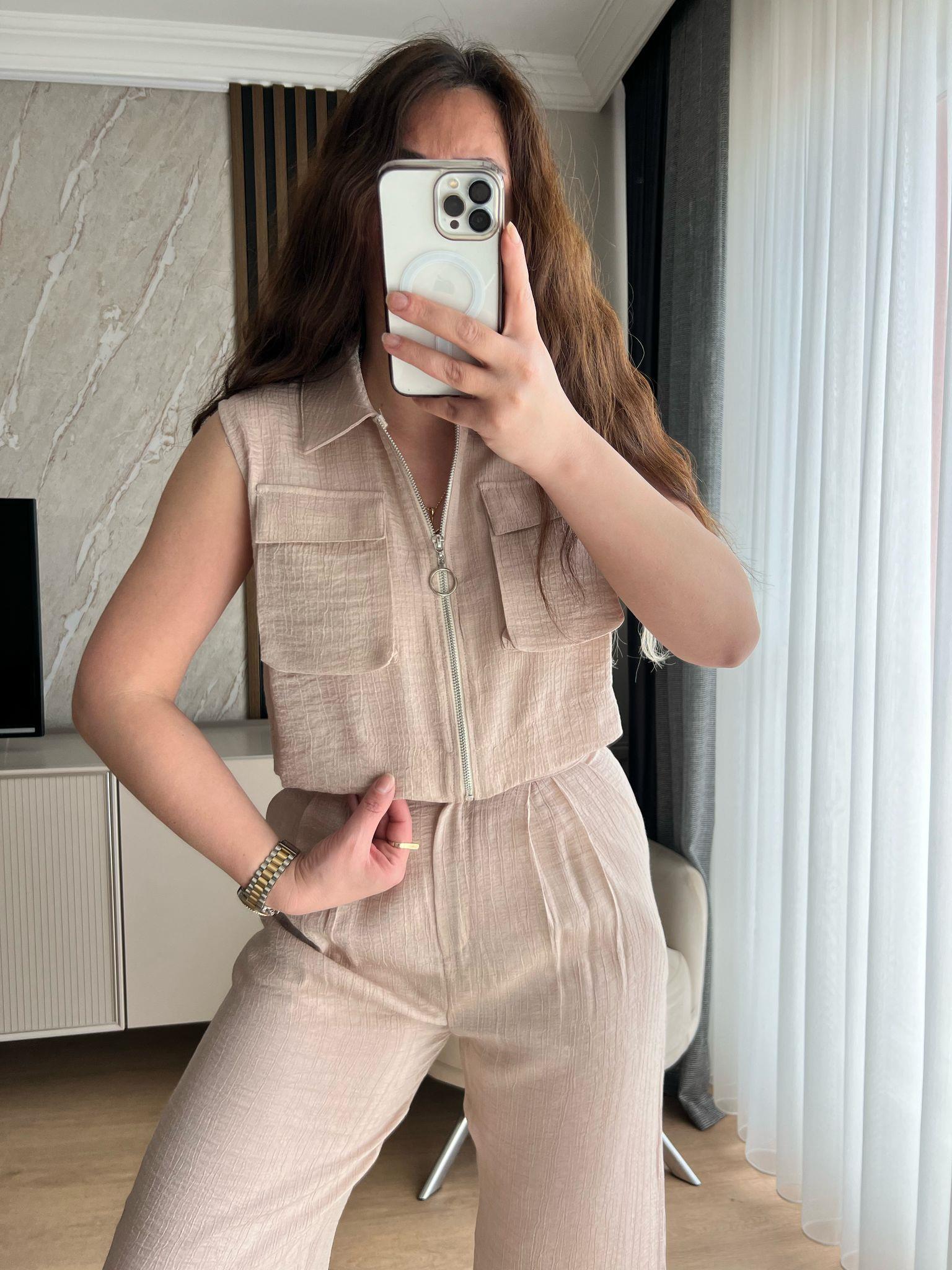 PARLAK TENSEL TAKIM EKRU - 1054