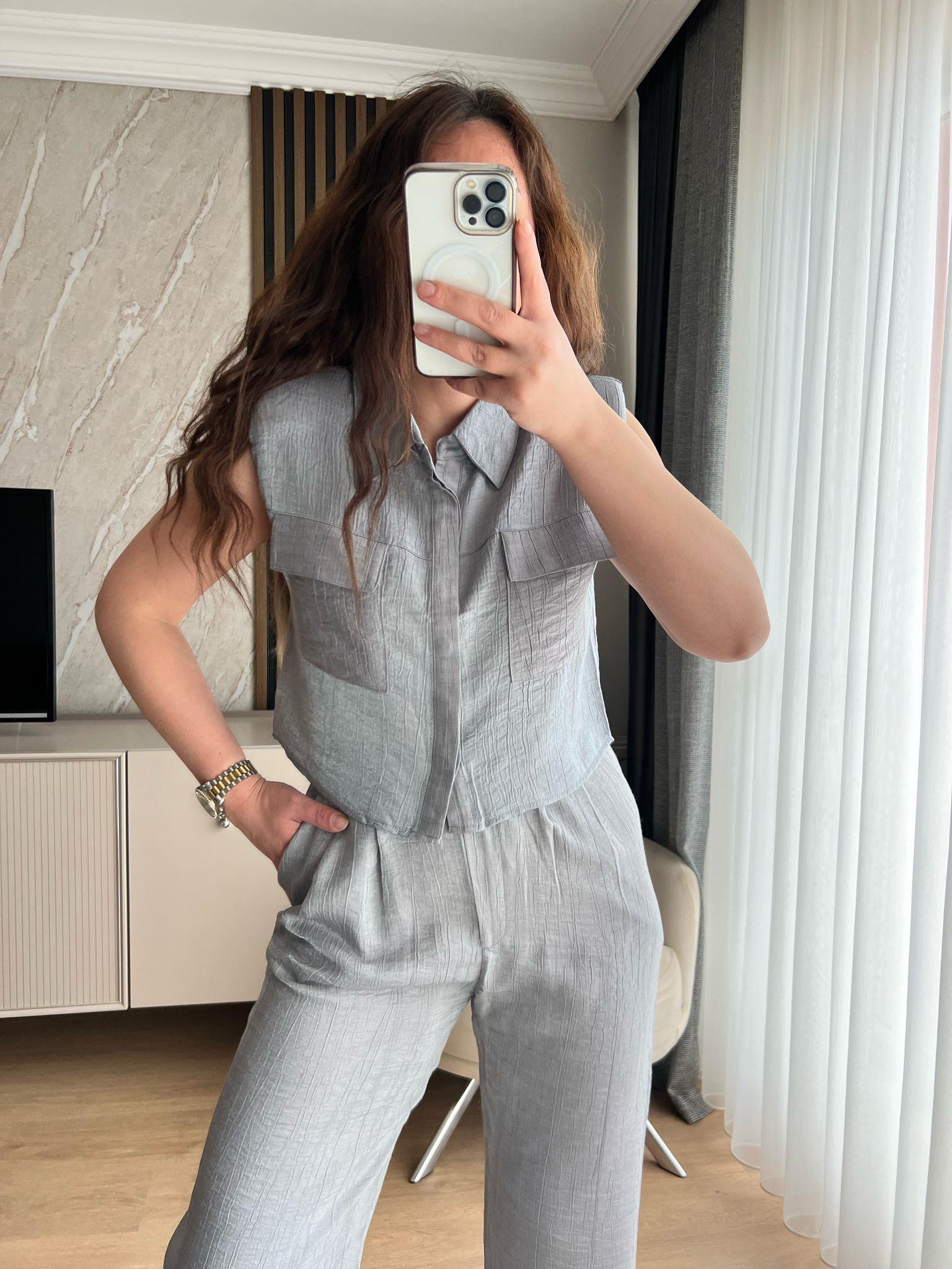PARLAK TENSEL TAKIM GRİ - 1054