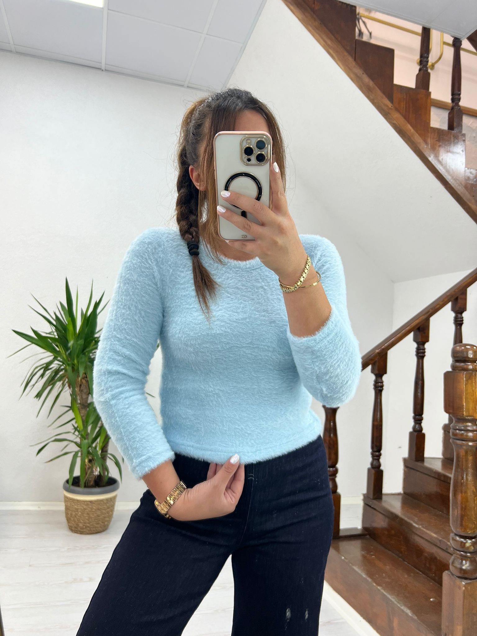 PELUŞ CROP MAVİ - 1202