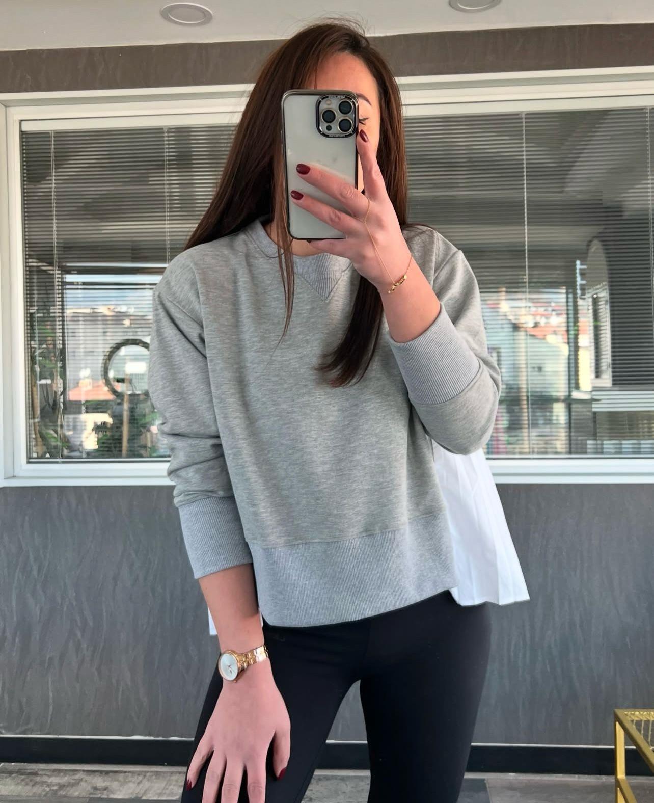 PİLİSELİ POPLİN SWEAT