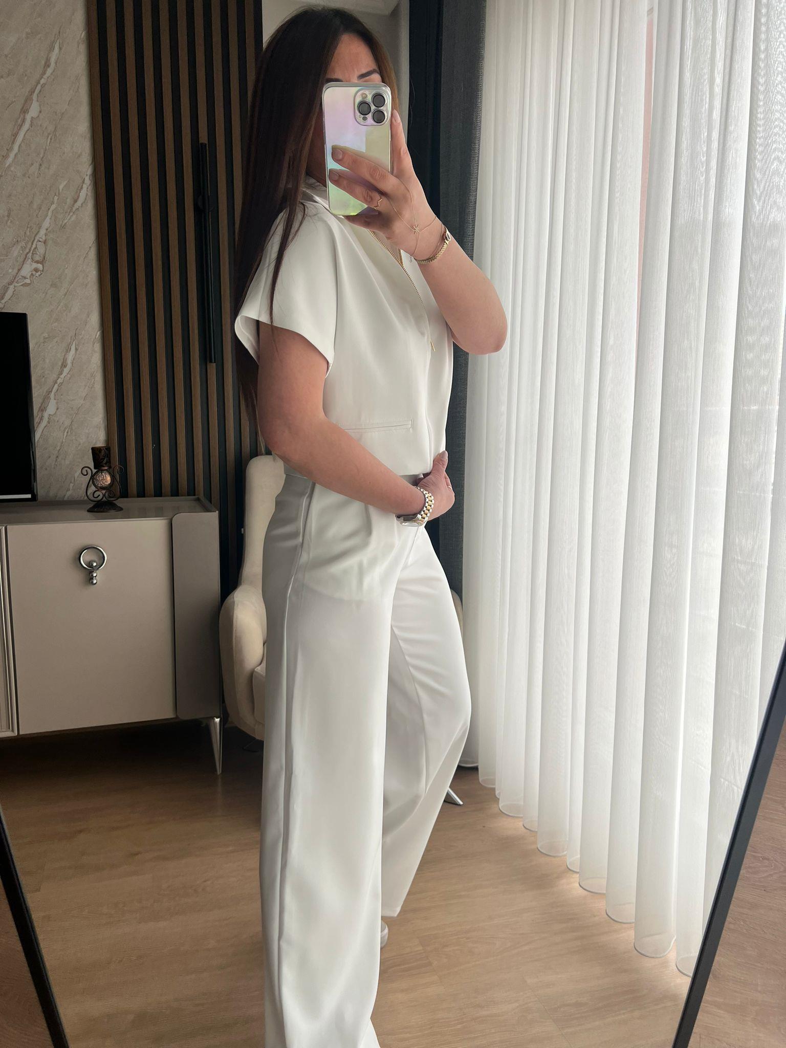 POLO YAKA CEKETLİ TAKIM BEYAZ-1128