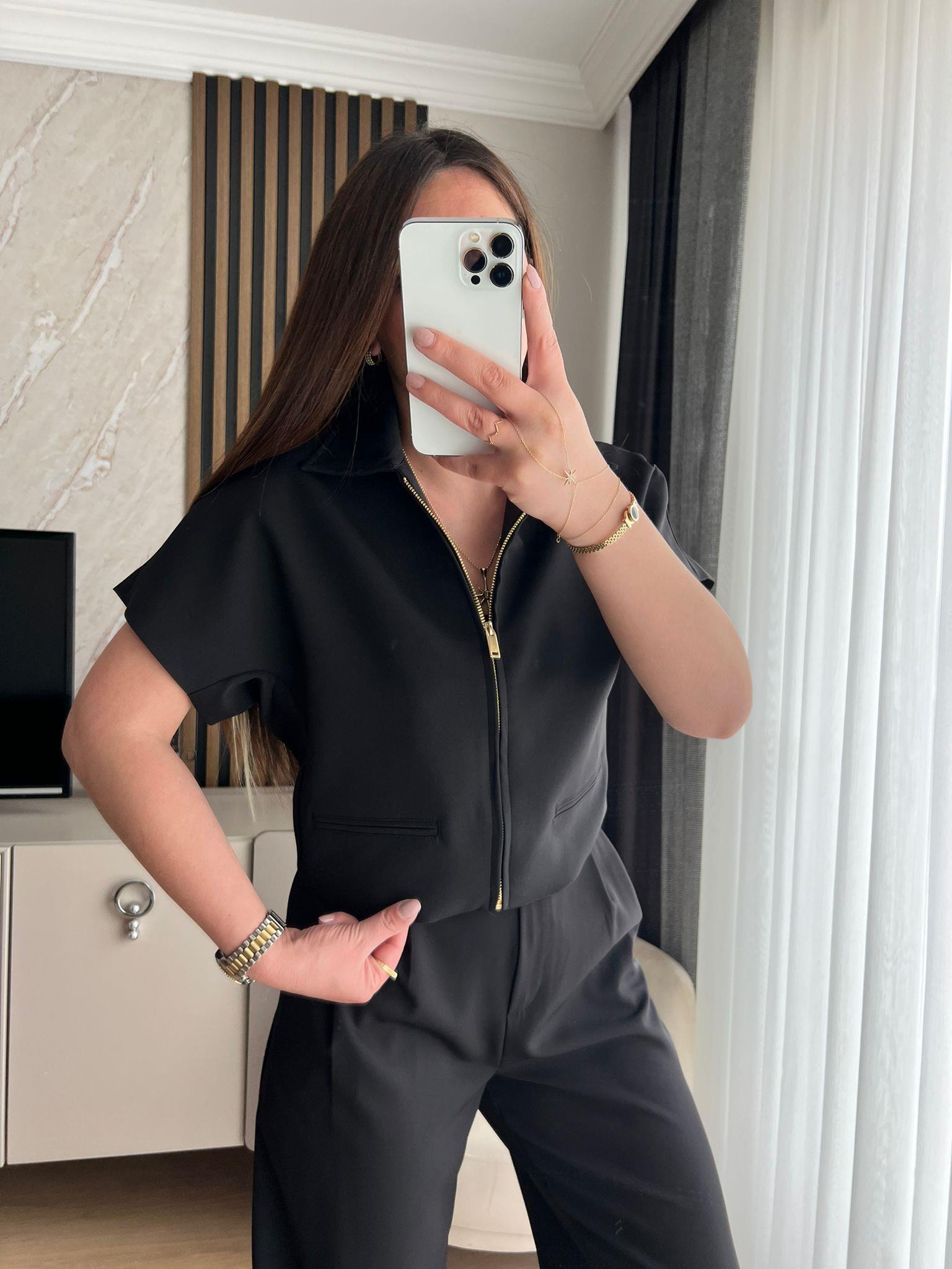 POLO YAKA CEKETLİ TAKIM SİYAH-1128