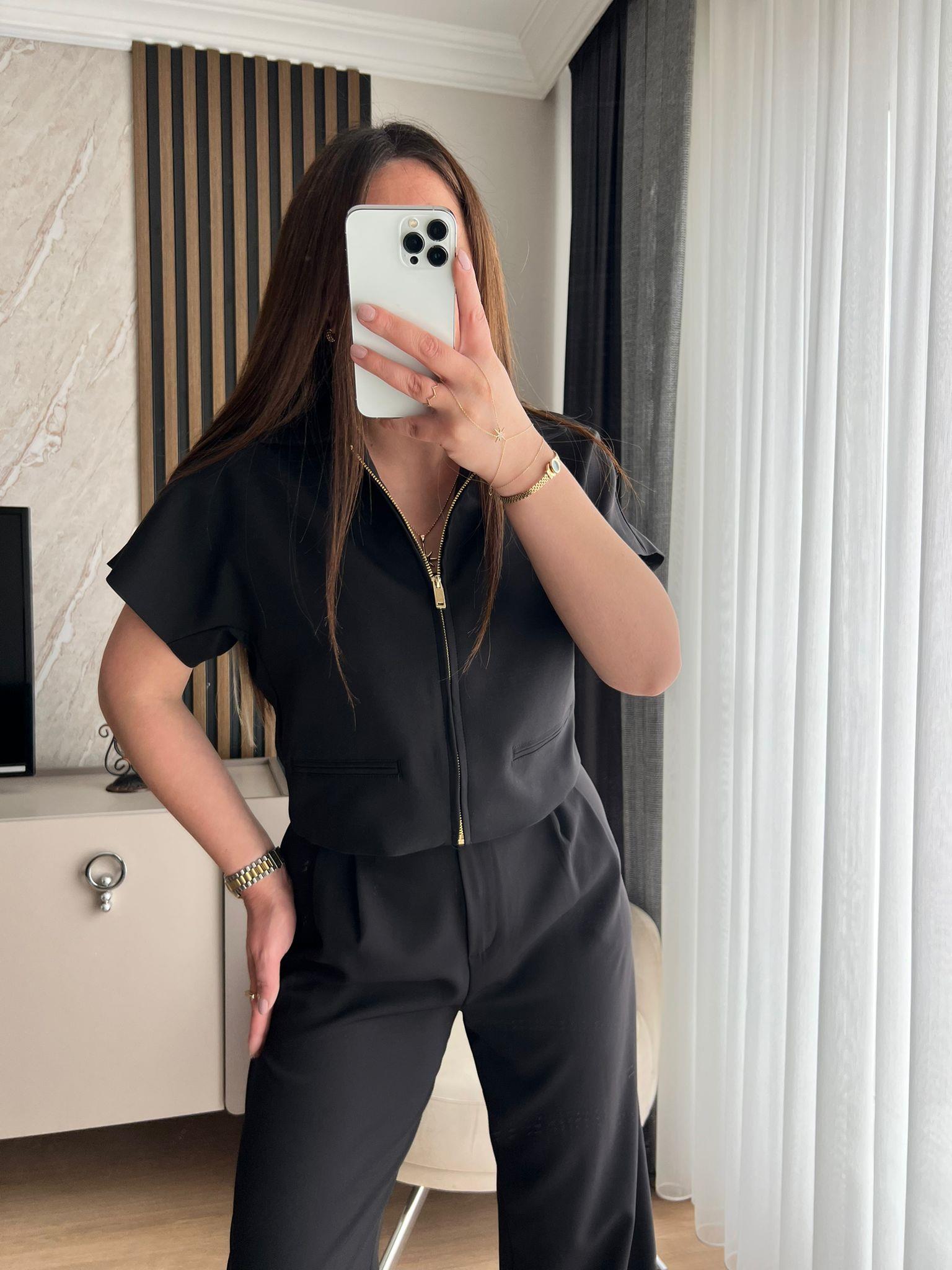 POLO YAKA CEKETLİ TAKIM SİYAH-1128