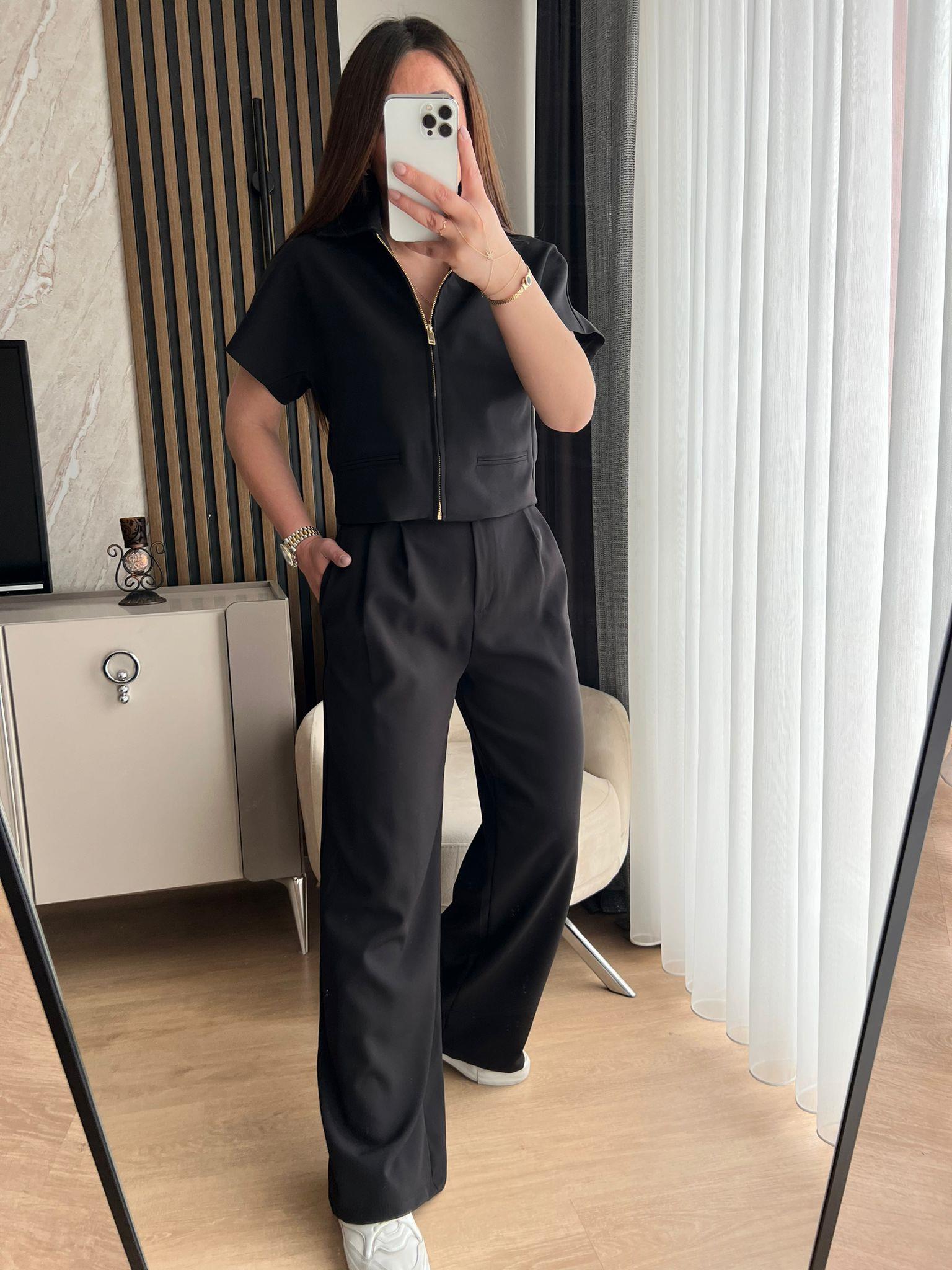 POLO YAKA CEKETLİ TAKIM SİYAH-1128