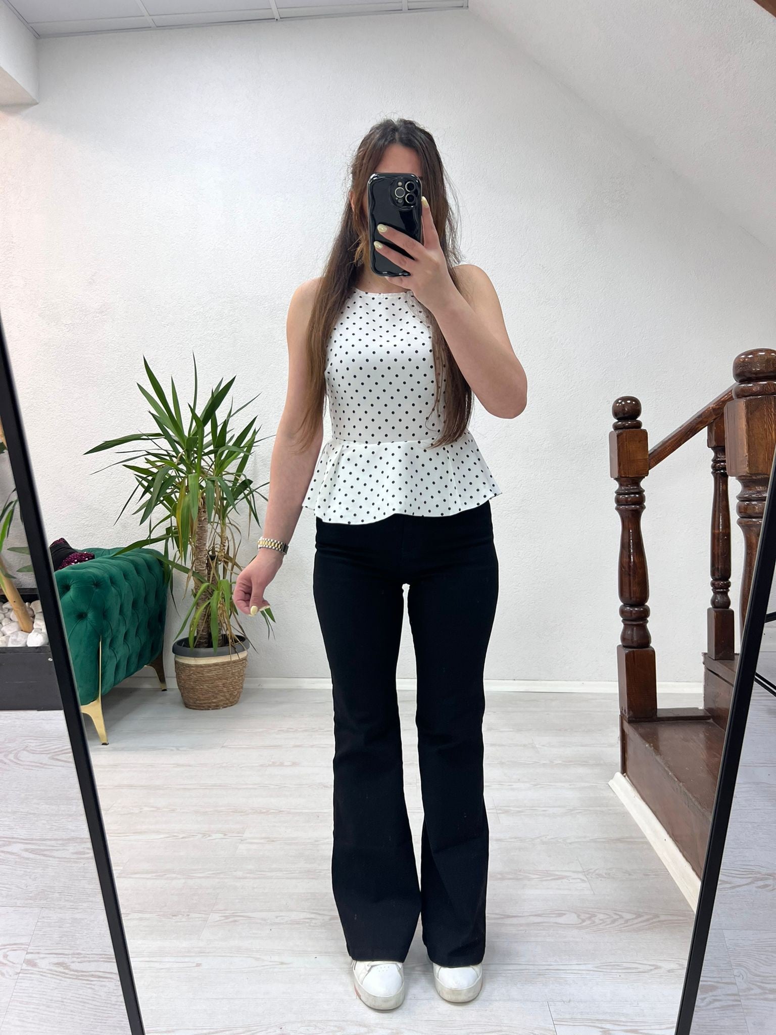 PUANTİYELİ SIFIR KOL BLUZ - 1384