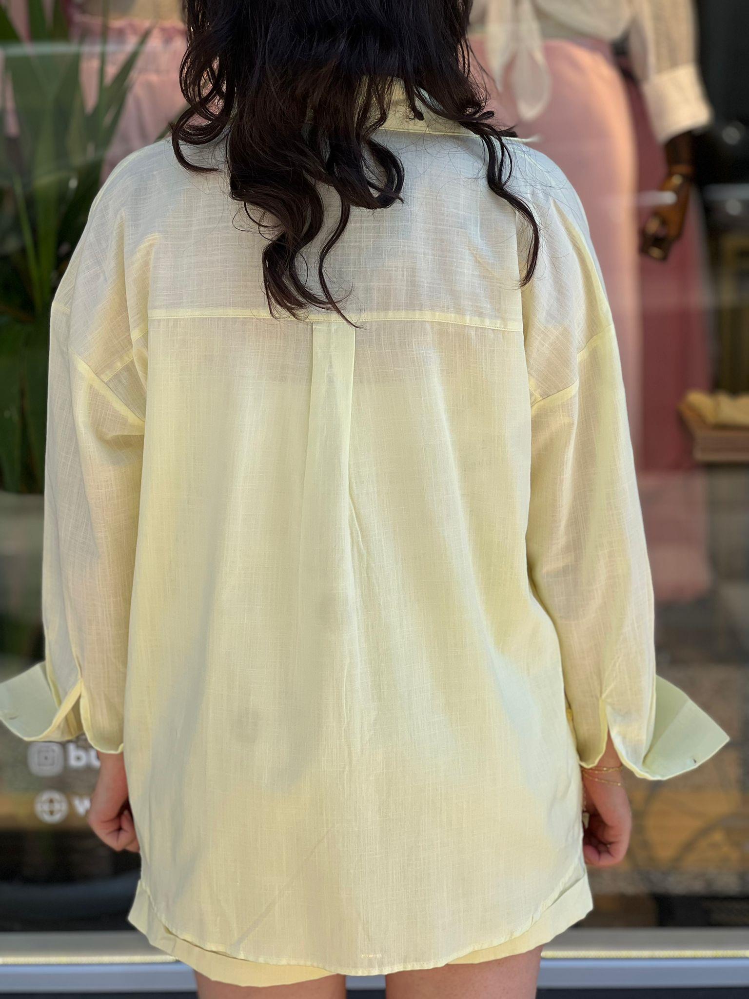 ŞORTLU KETEN TAKIM SARI - 1150