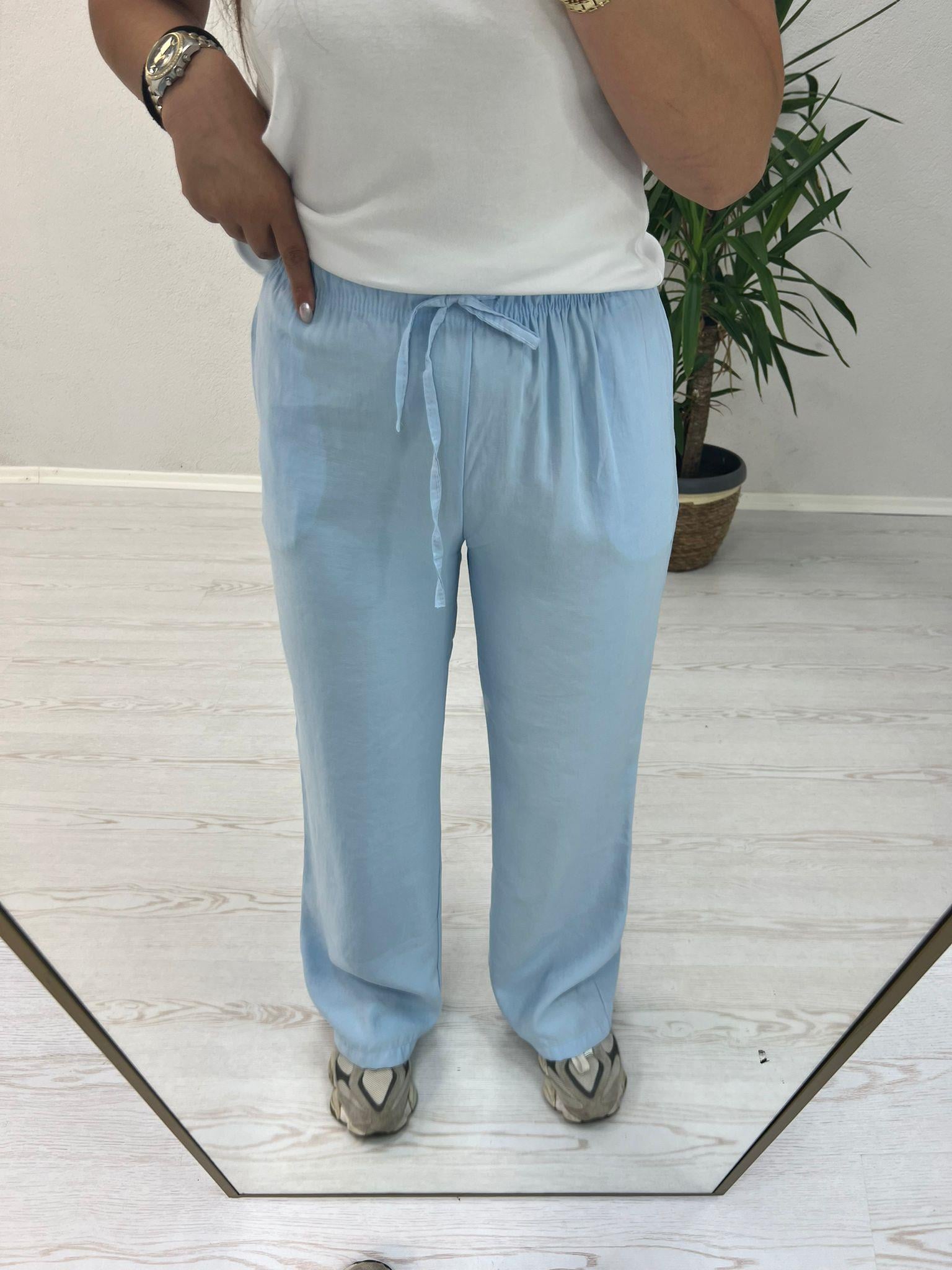 TENSEL BEL LASTİKLİ PANTOLON MAVİ- 1132