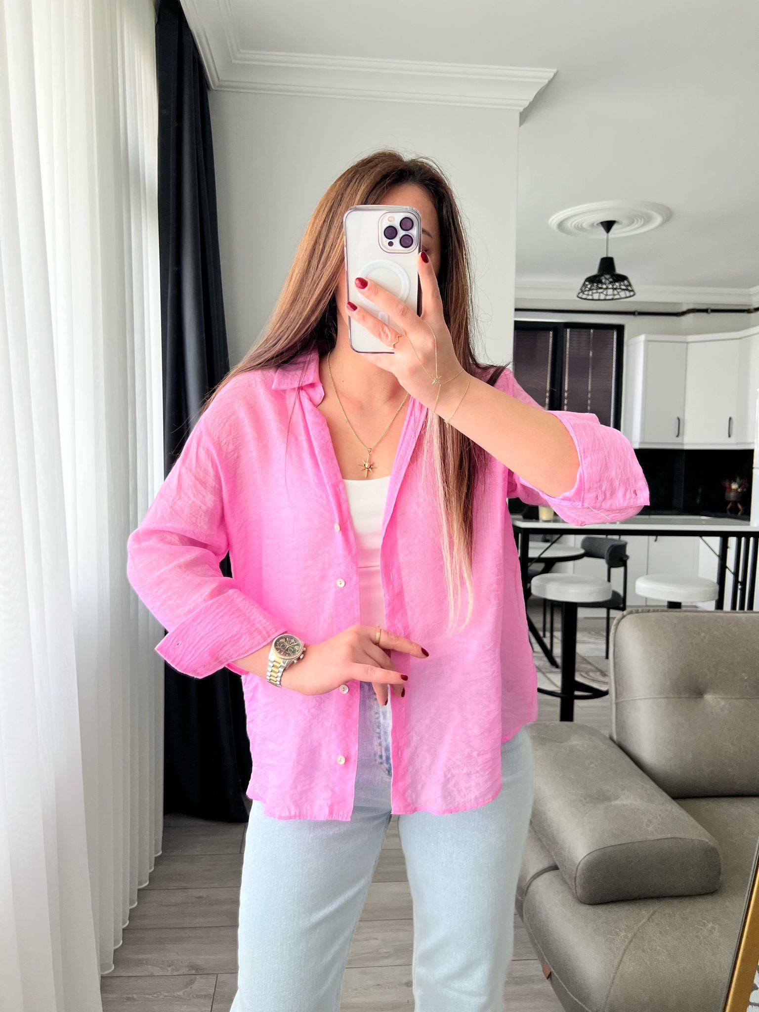 TENSEL GÖMLEK PEMBE - 1034