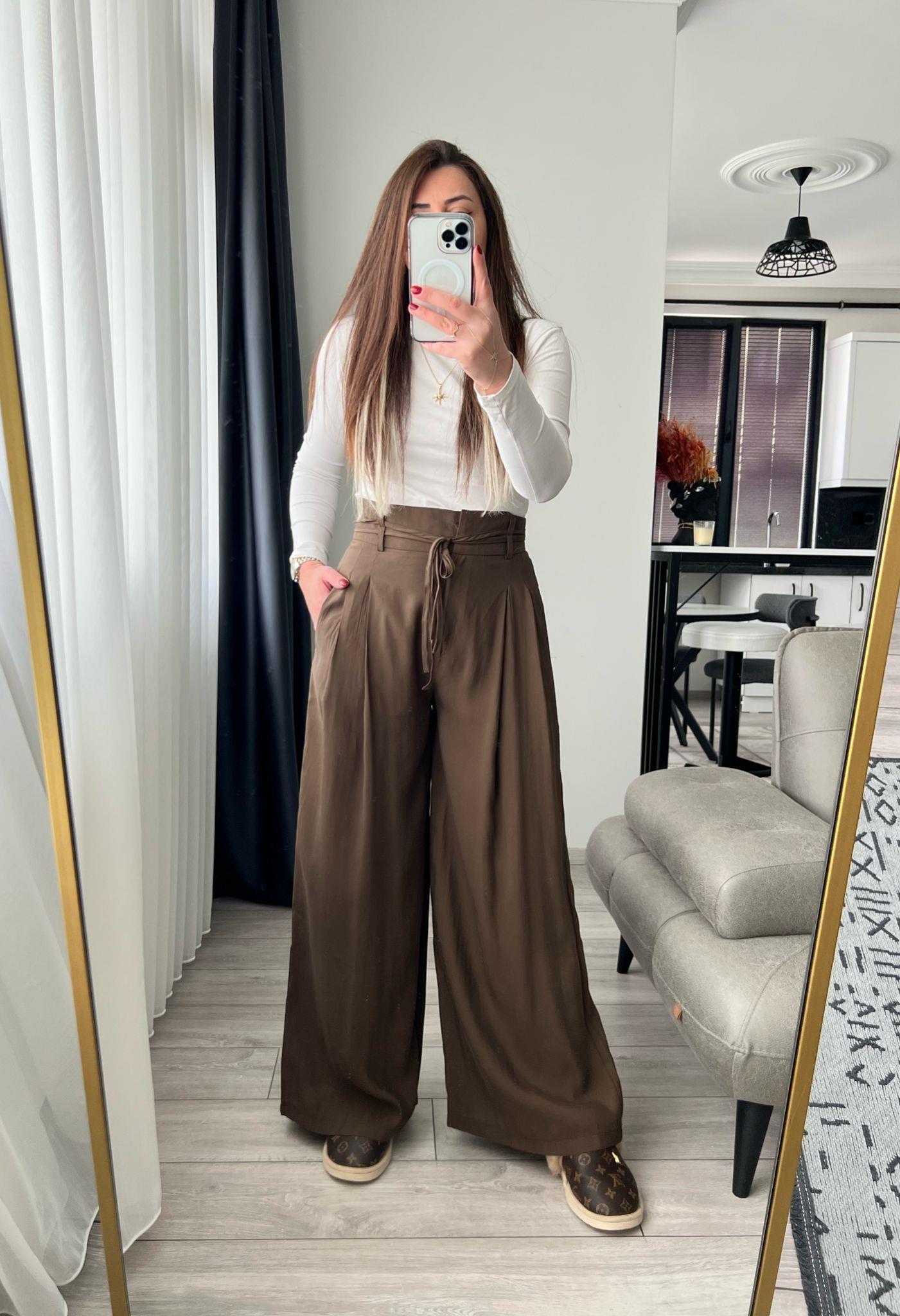 TENSEL KUŞAKLI PANTOLON HAKİ - 1029