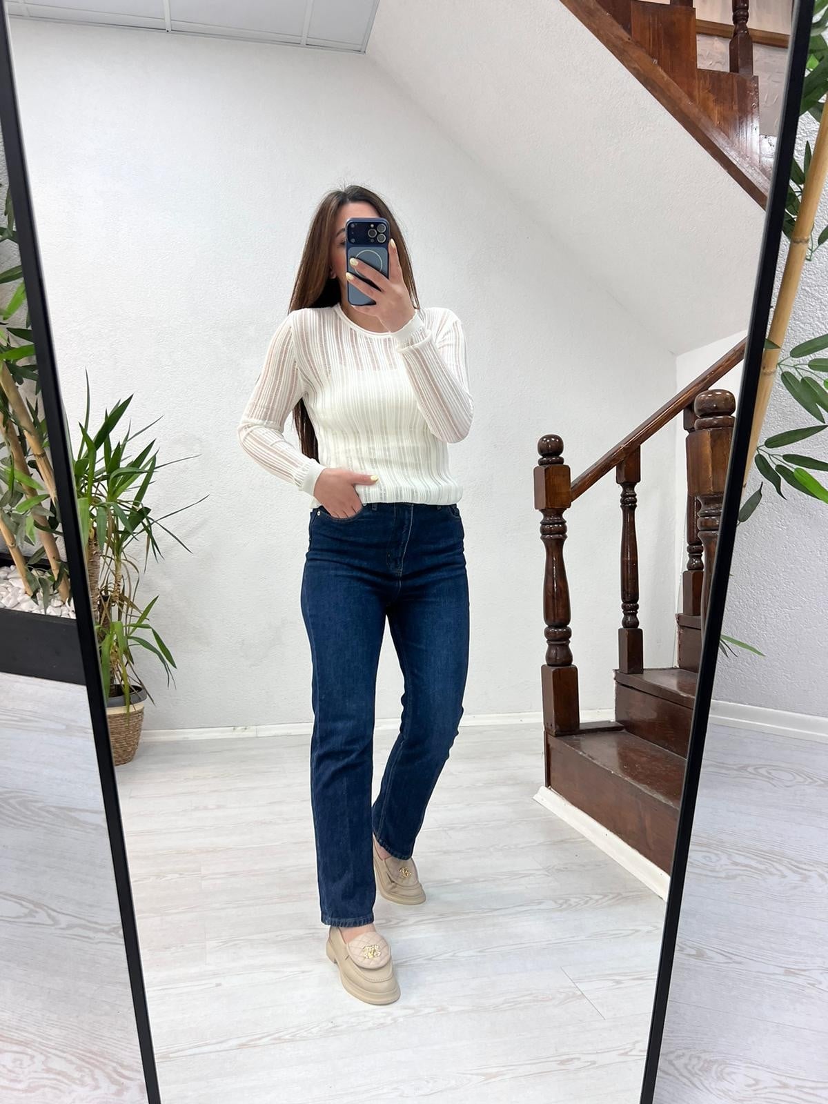 TRANSPARAN BLUZ BEYAZ - 1364