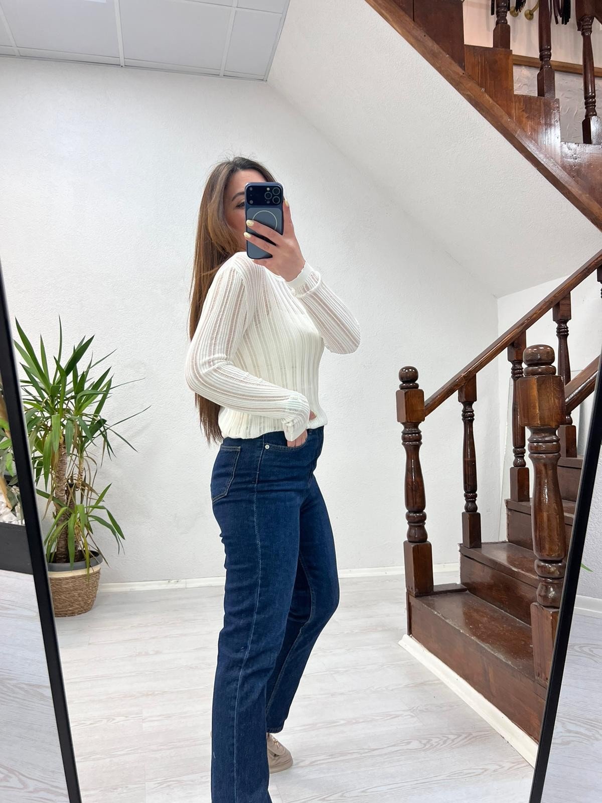 TRANSPARAN BLUZ BEYAZ - 1364