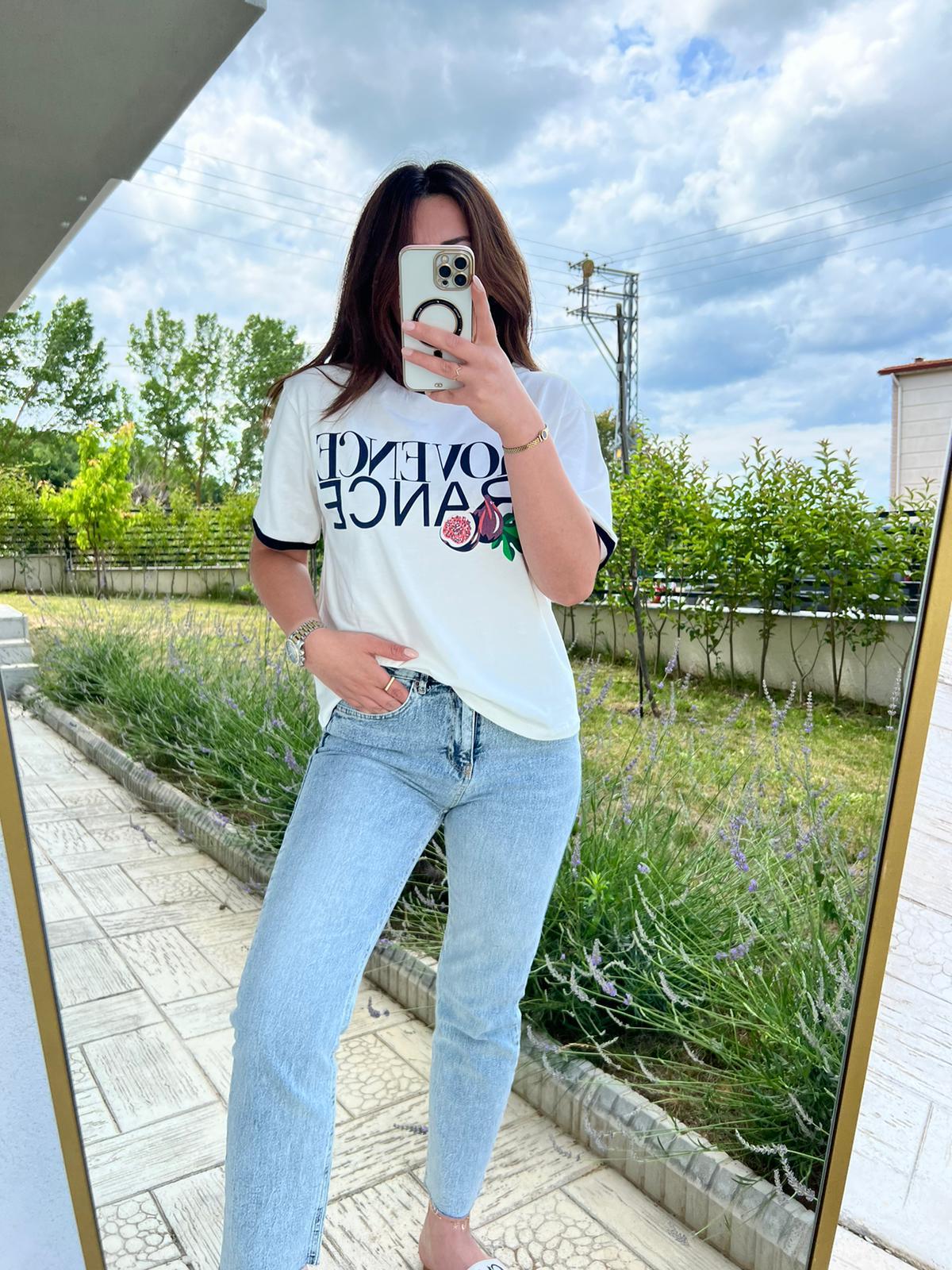 YAZI BASKILI TSHİRT BEYAZ - 1153