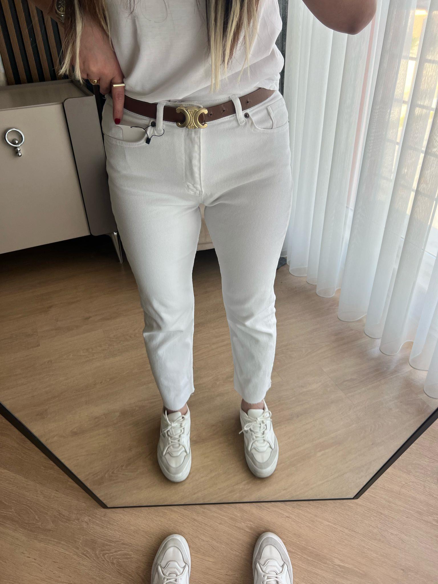 ZR kesik paça beyaz pantalon1076
