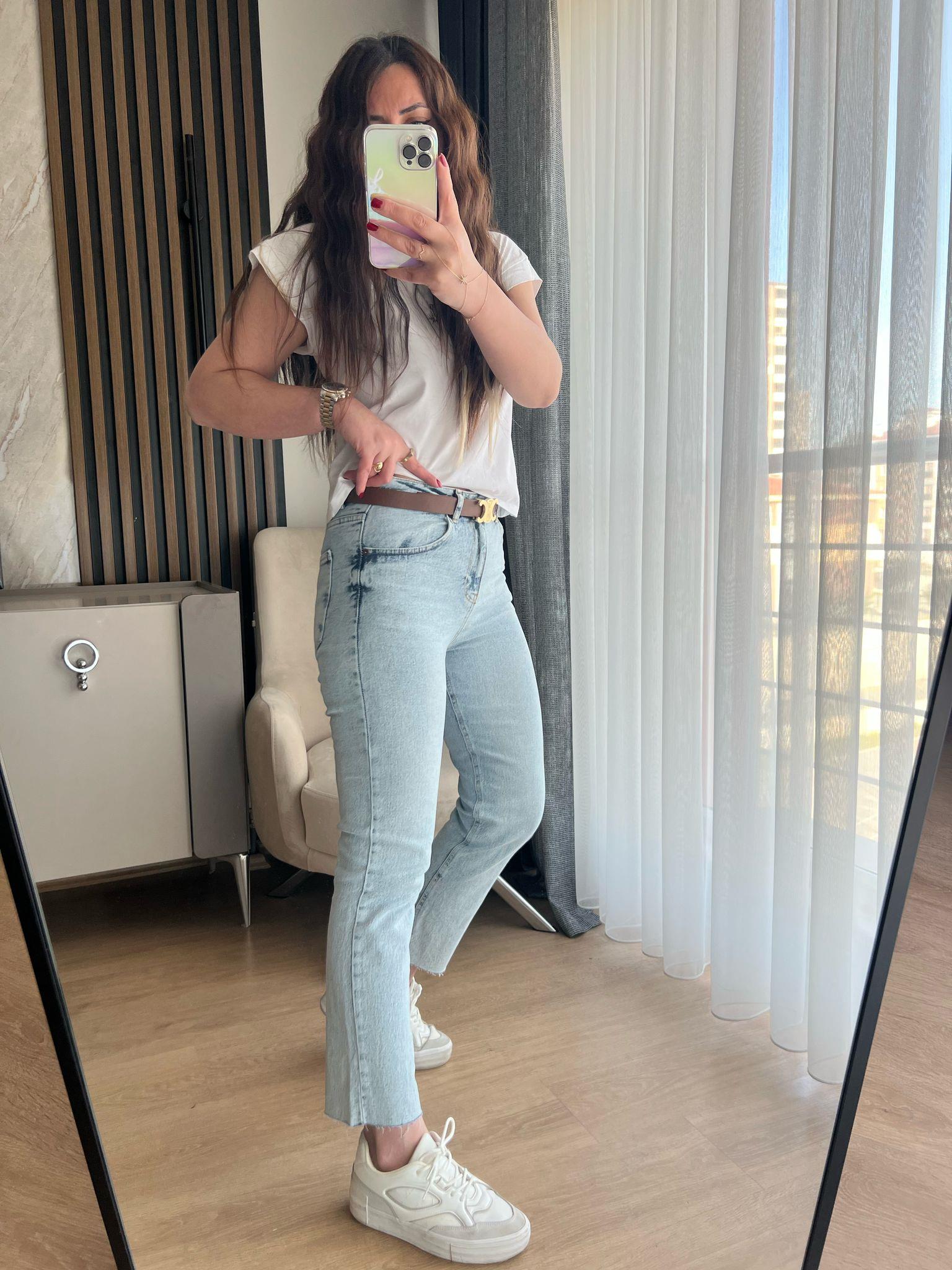 ZR kesik paça mavi pantalon 1076