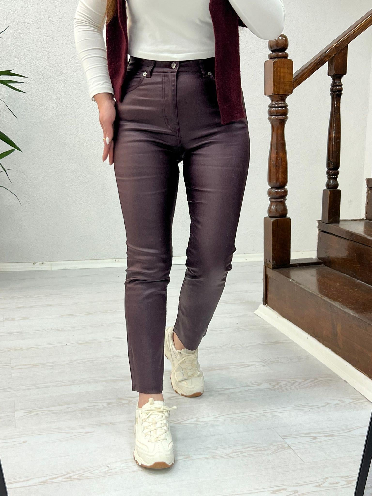 ZR MUMLU PANTOLON BORDO - 1239