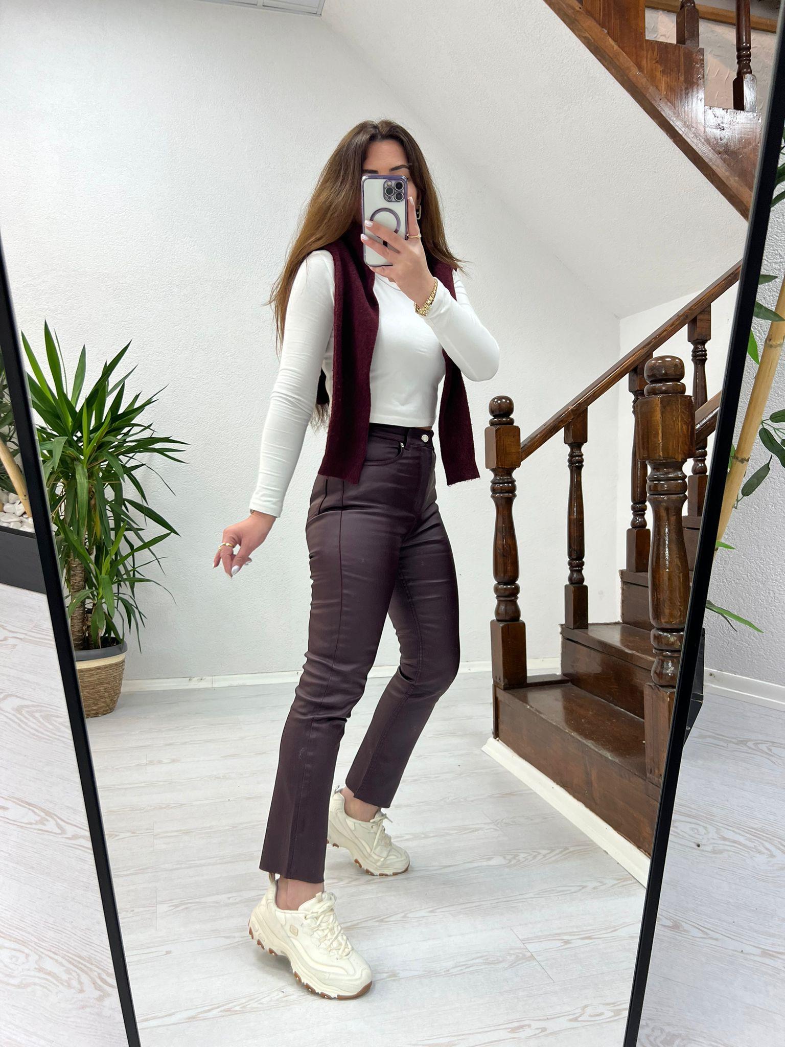 ZR MUMLU PANTOLON BORDO - 1239