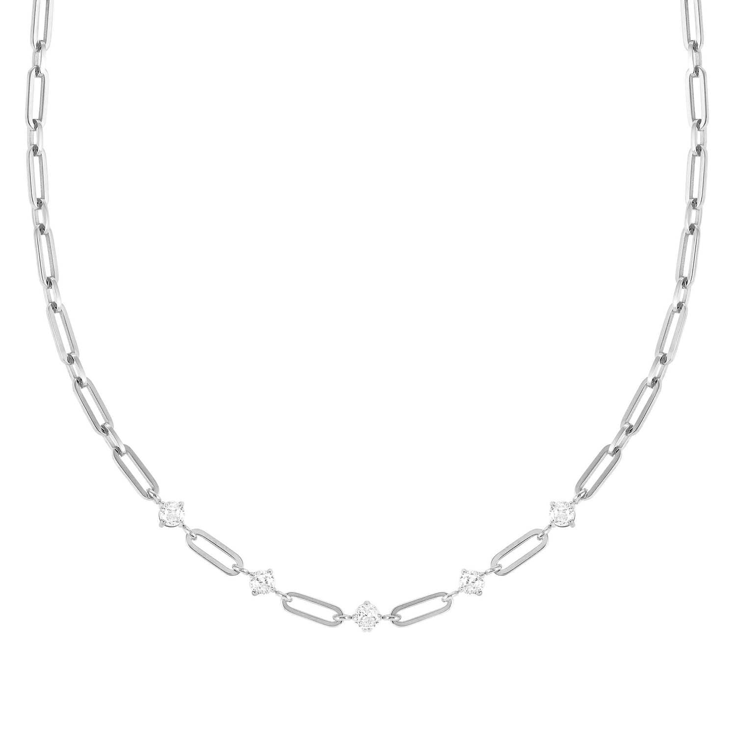 Chainsofstyle Zirkon Taşlı Çelik Kolye Gümüş Renk